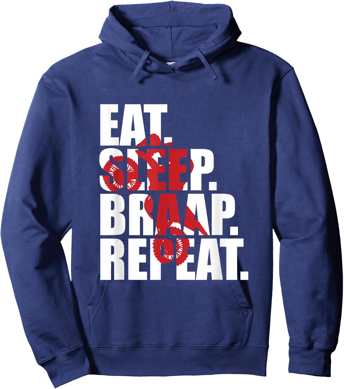 Motocross Eat Sleep Braap Repeat Dirt Bike Hoodie - Hoodie | Navy