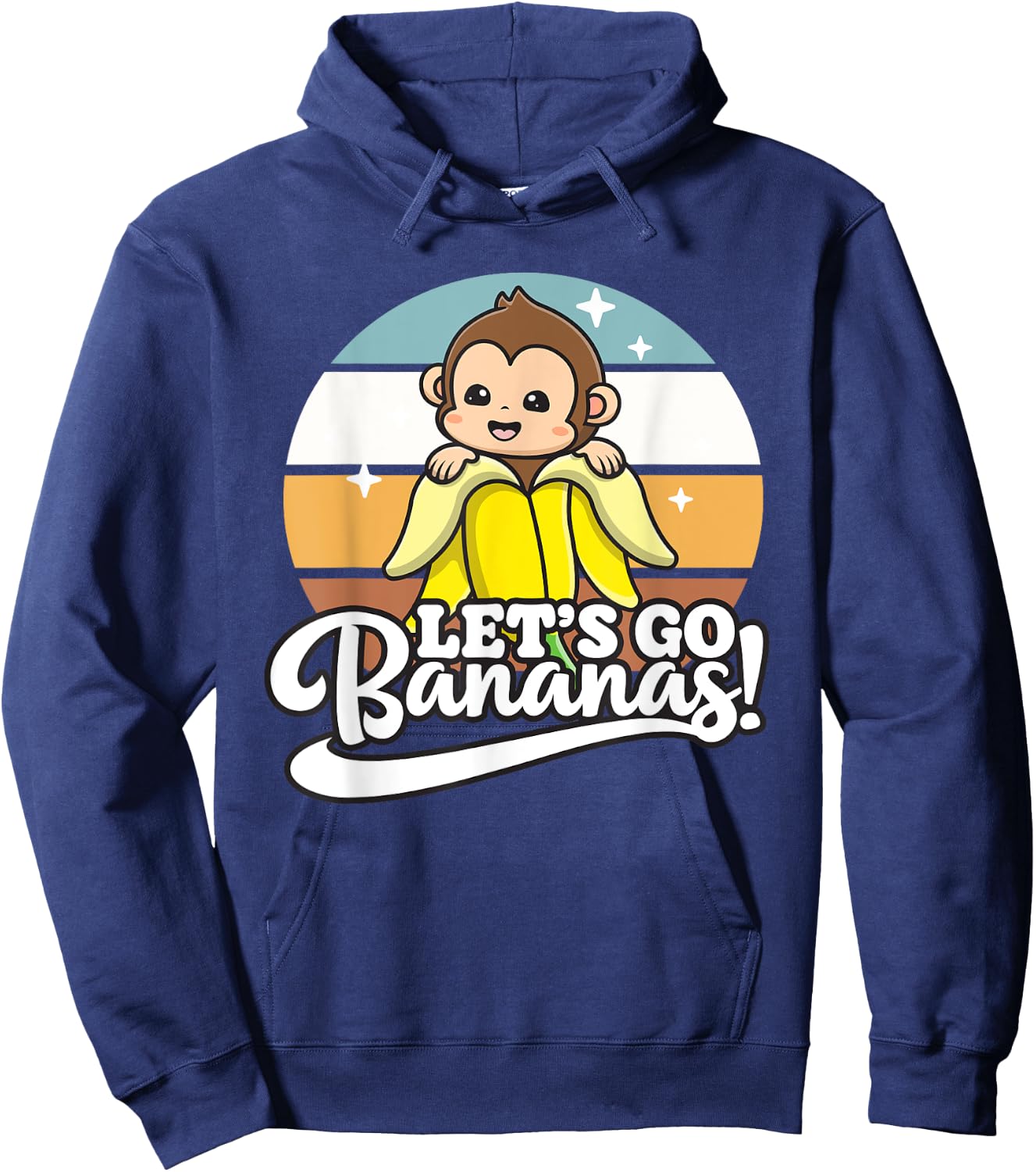 Cute Kawaii Monkey, Funny Let’s Go Bananas Hoodie - Hoodie | Navy