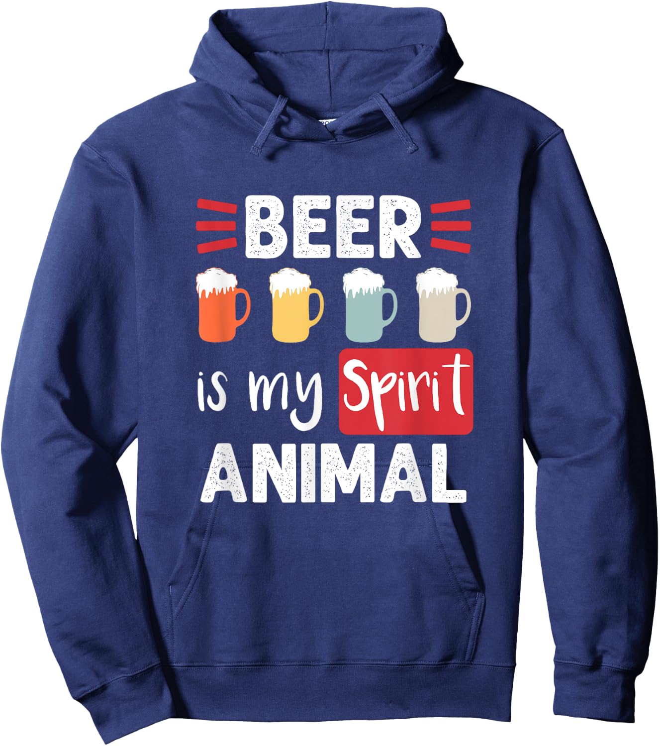 Vintage Beer is My Spirit Animal Hoodie - Hoodie | Navy