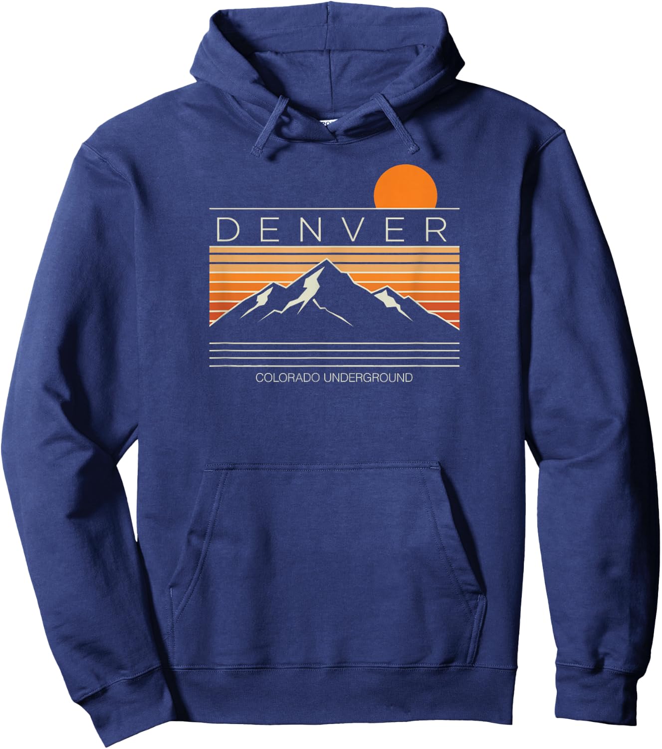 Denver Colorado Mountain Sunset Graphic Hoodie - Hoodie | Navy