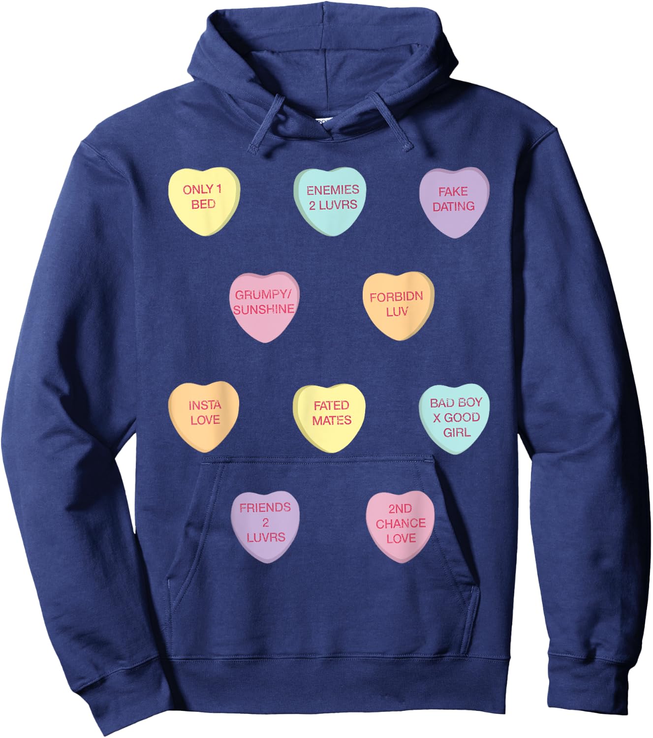 Romance Tropes Candy Valentine Hearts Hoodie - Hoodie | Navy