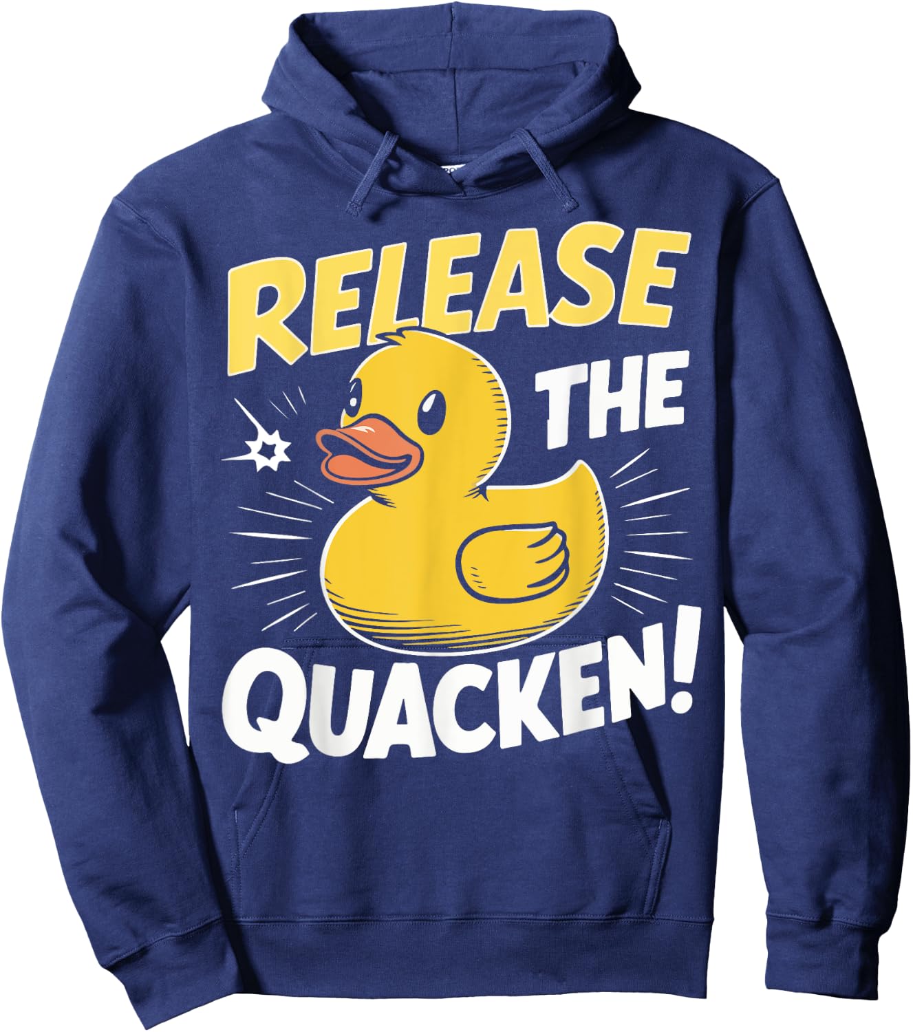 Release the Quacken Rubber Duck , Small, Black Hoodie - Hoodie | Navy