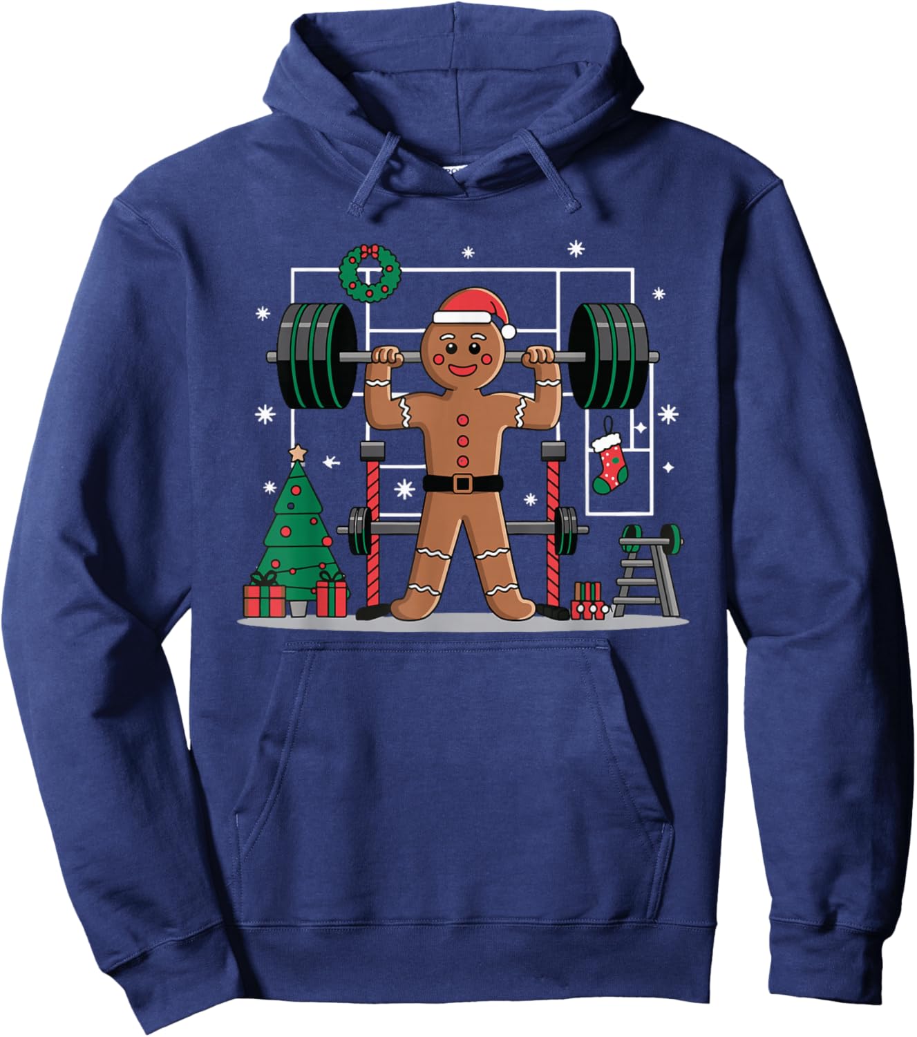 Gingerbread Weightlifting Workout Bodybuilding Hoodie - Hoodie | Navy