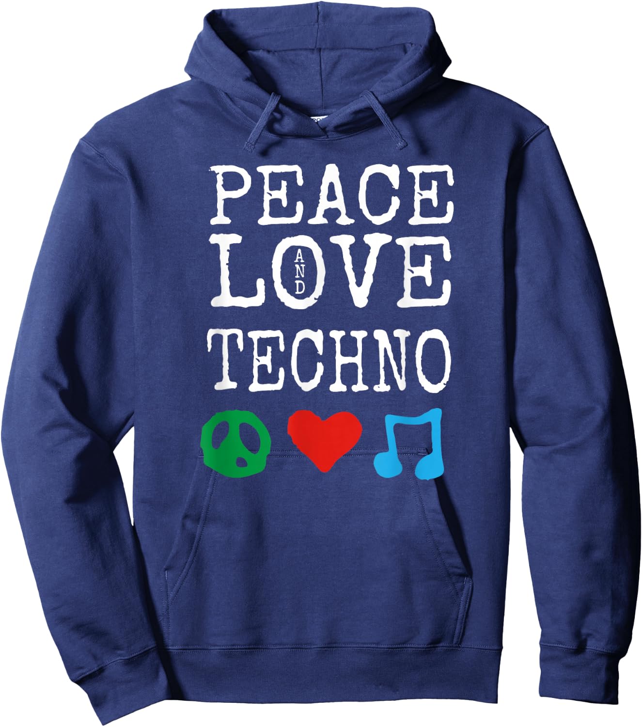 Peace, Love and Techno Music Gear | Techno Hoodie - Hoodie | Navy
