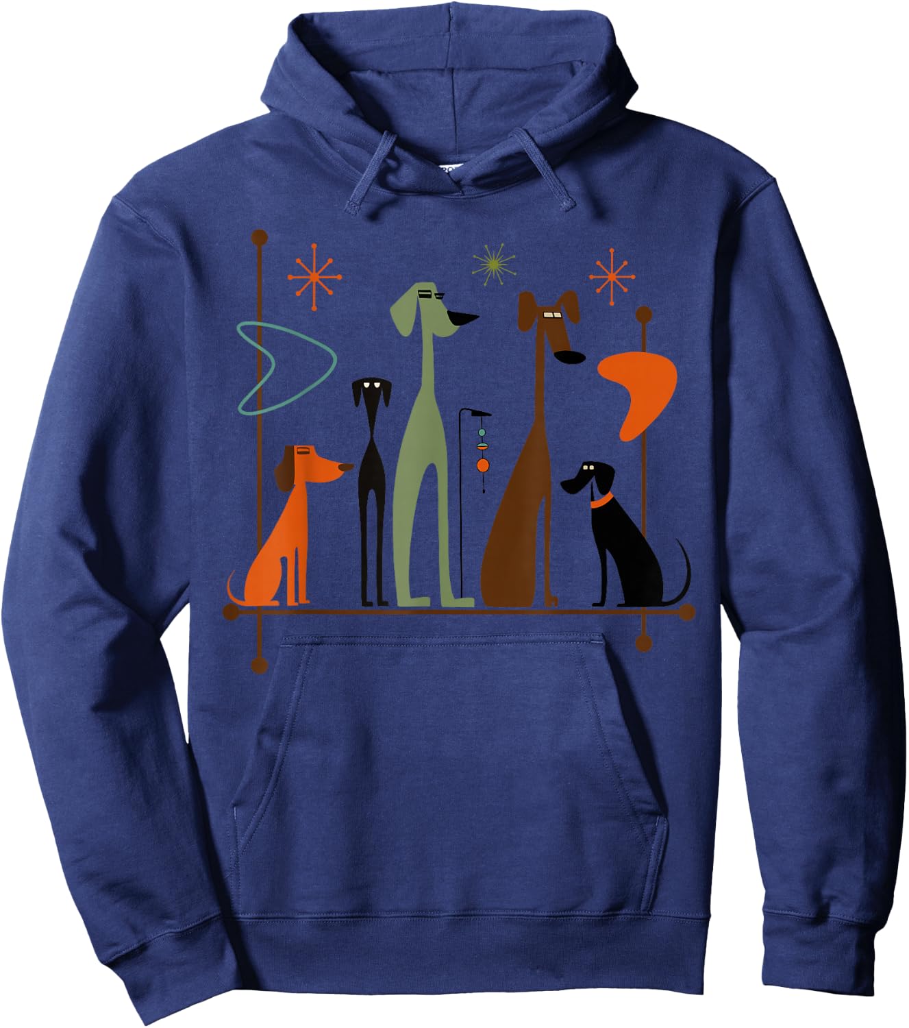 Retro Mid-Century Modern Dogs 50s 60s Style Hoodie - Hoodie | Navy