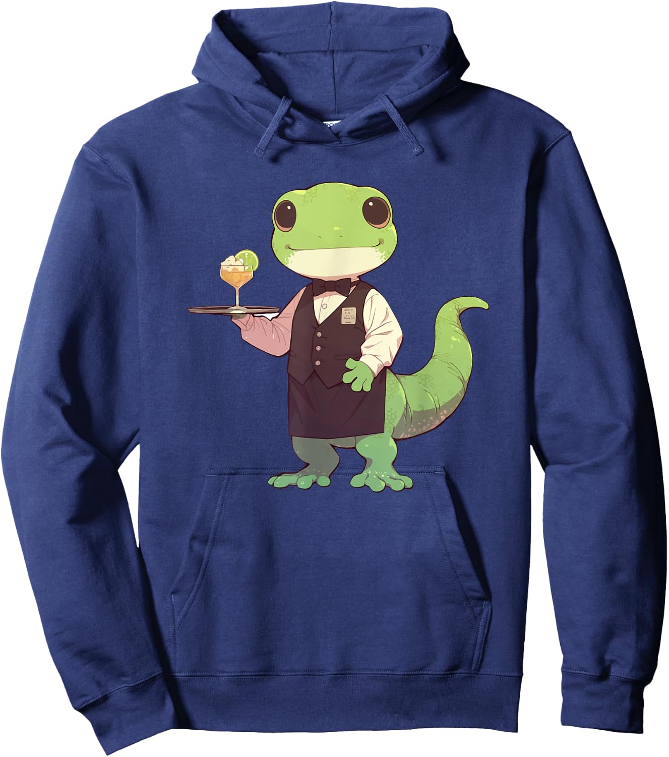 Lizard Restaurant Waiter Gecko Wildlife Animal Hoodie - Hoodie | Navy