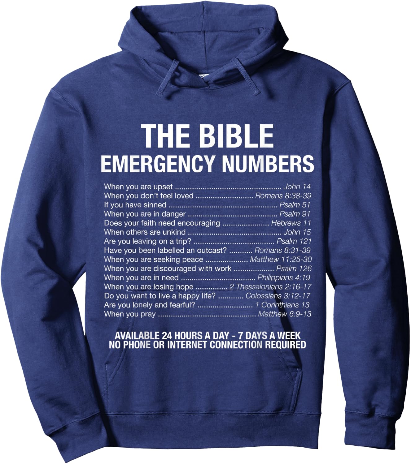 The Bible Emergency Numbers Hoodie - Hoodie | Navy