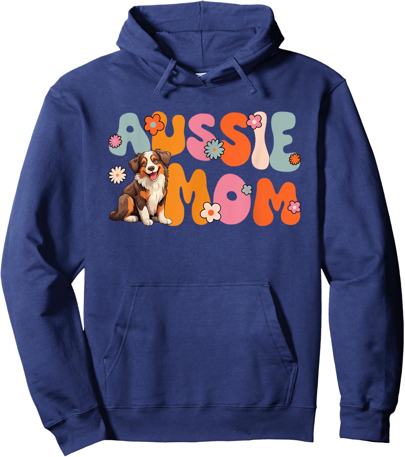 Australian Shepherd Red Tri Groovy Aussie mom Hoodie - Hoodie | Navy