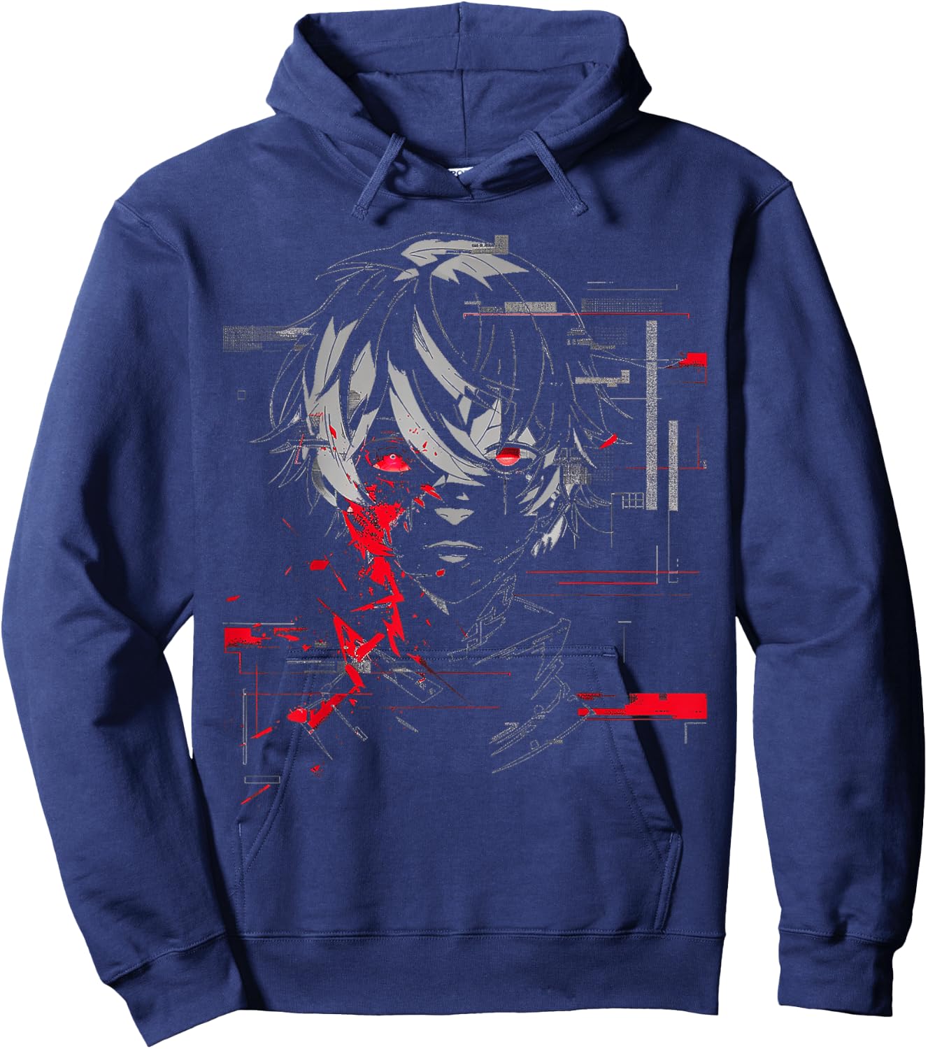 Anime Manga Motif Red-Eyes Artwork Anime Hoodie - Hoodie | Navy