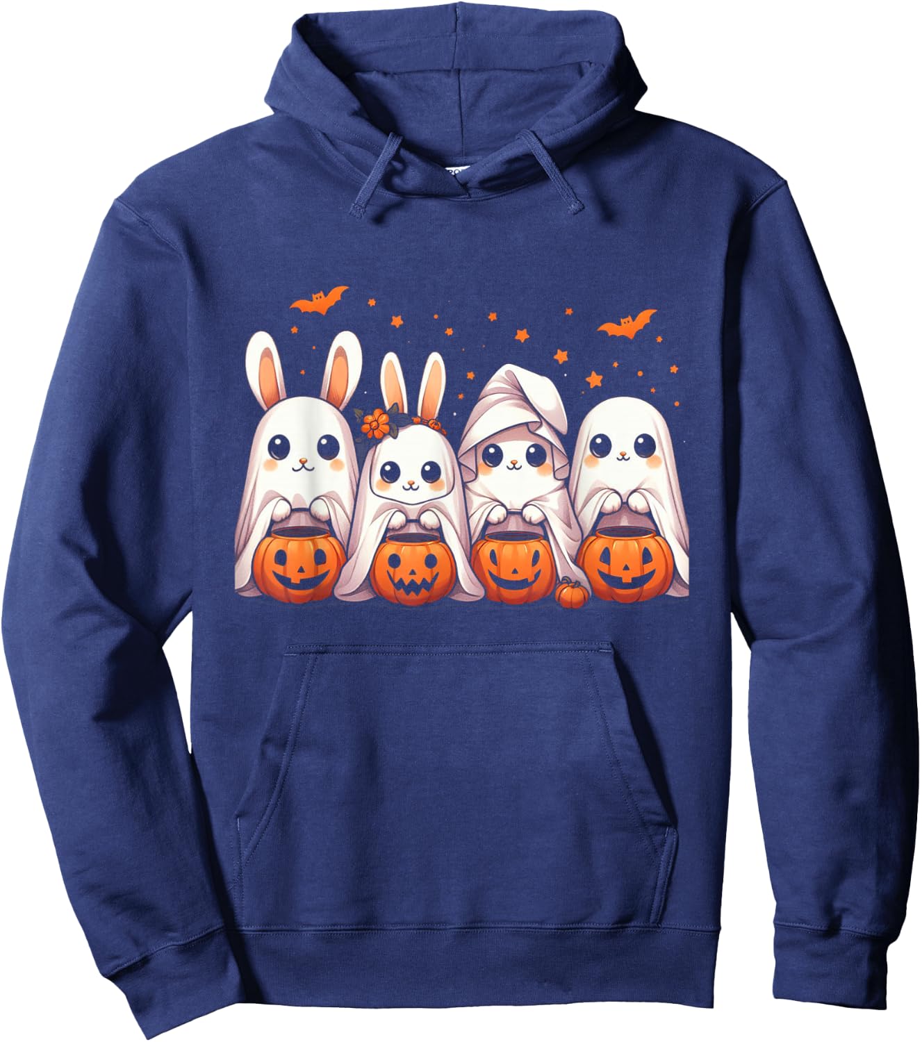 Cute Fall Ghost Bunny Rabbit Halloween Costume Hoodie - Hoodie | Navy