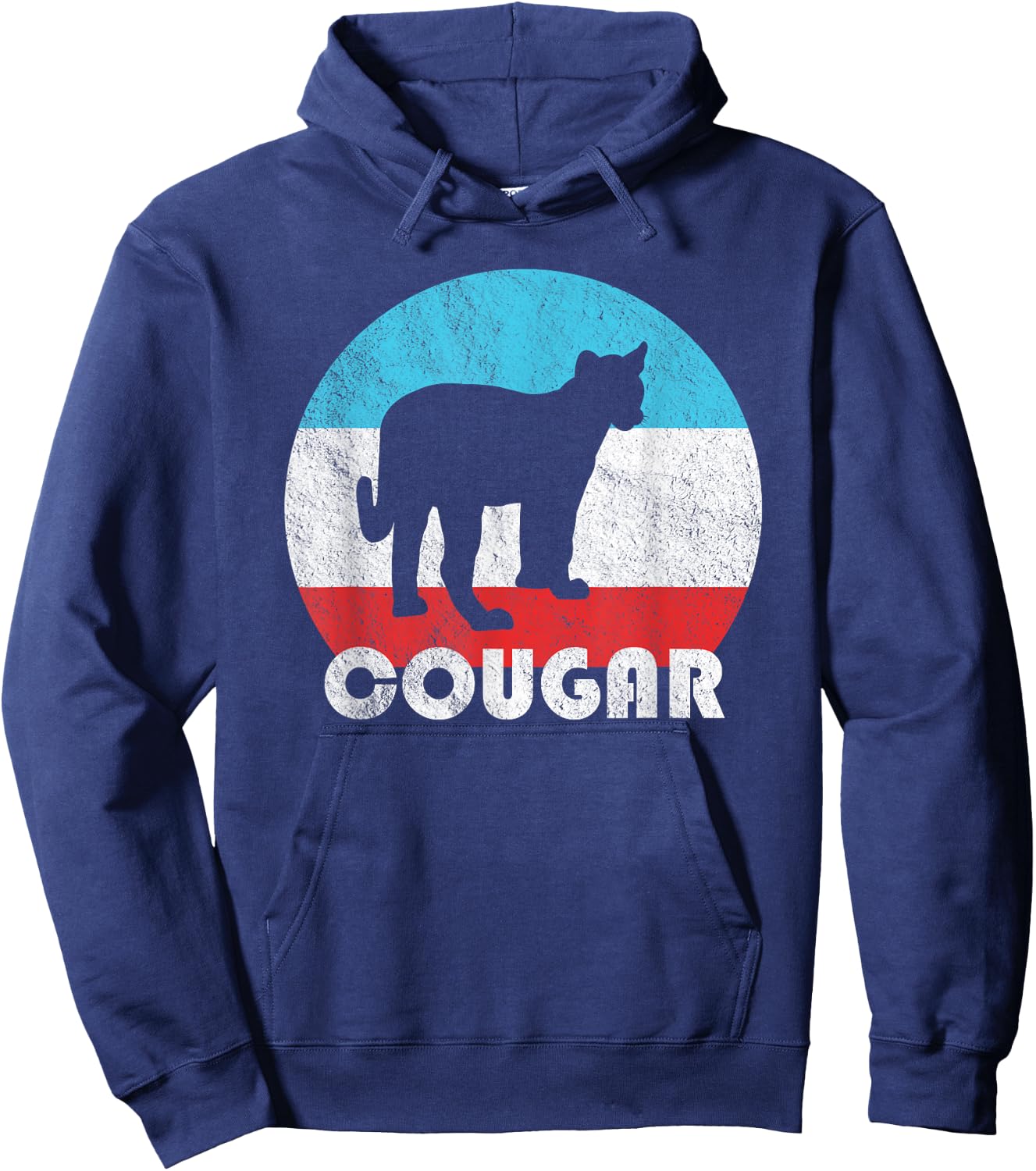 Cougar Vintage Retro Silhouette Gift Hoodie - Hoodie | Navy