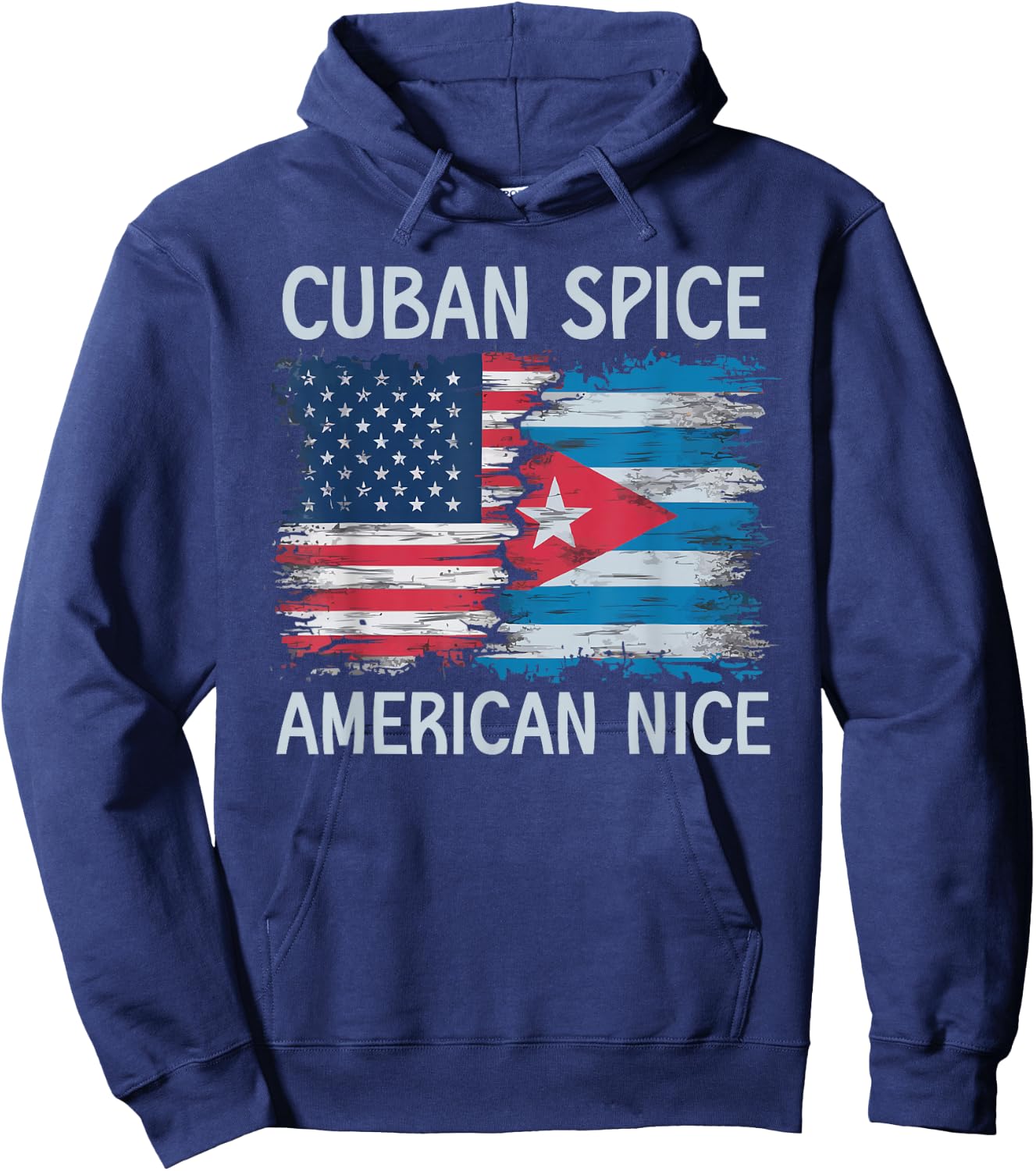 Half Cuban Half American USA Flag Cuba America Hoodie - Hoodie | Navy