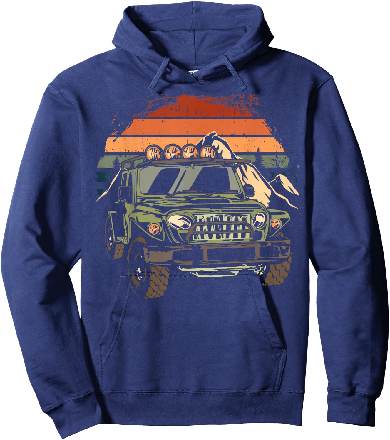 Off Road 4X4 Vintage Retro 70s Sunset Off Road Hoodie - Hoodie | Navy