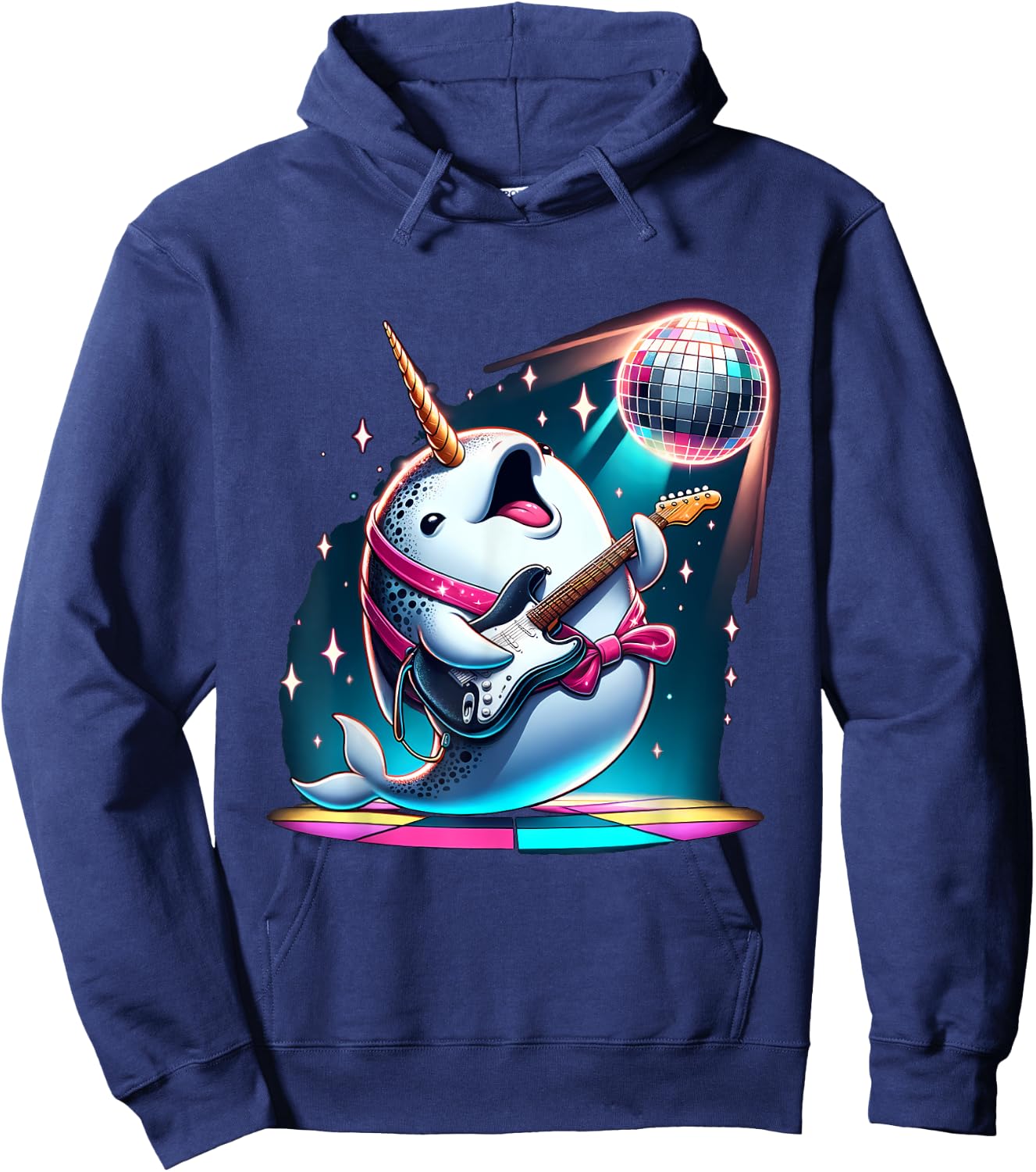 Disco Ball Guitar Narwhal Hoodie - Hoodie | Navy
