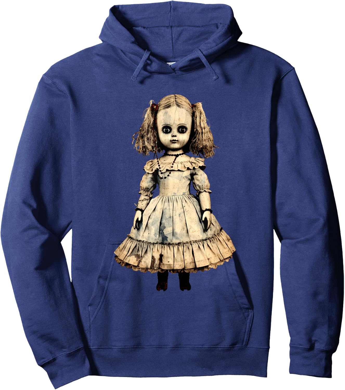Vintage Scary Horror Doll Supernatural Gothic Hoodie - Hoodie | Navy