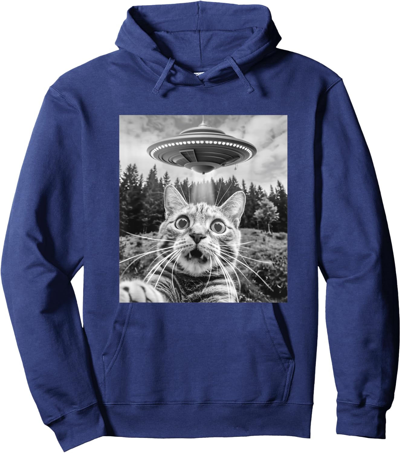 Cat Selfie With Alien Ufo Funny Cat Women Kids Hoodie - Hoodie | Navy