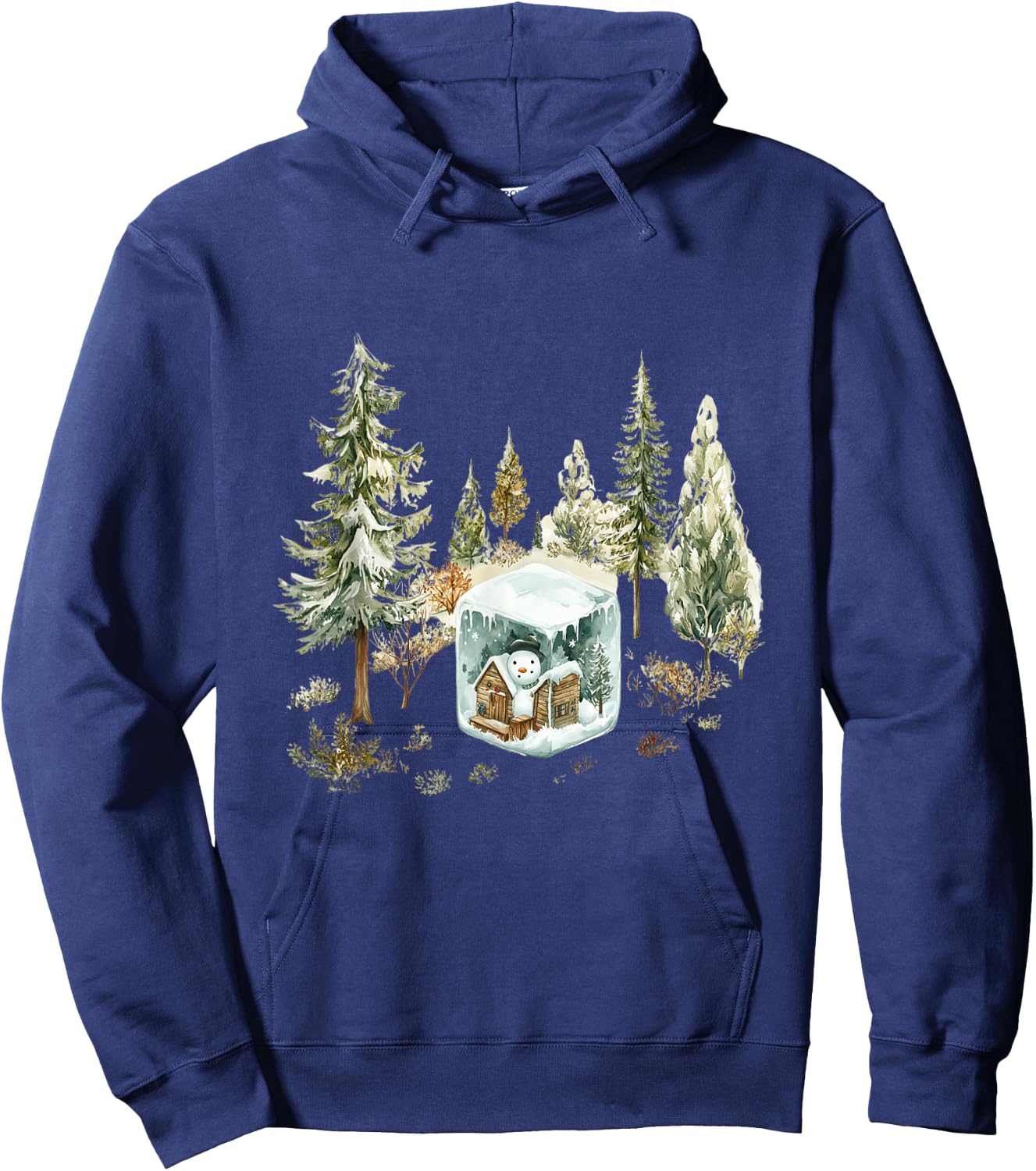 Watercolor Snowman Winter Wonderland Christmas Hoodie - Hoodie | Navy