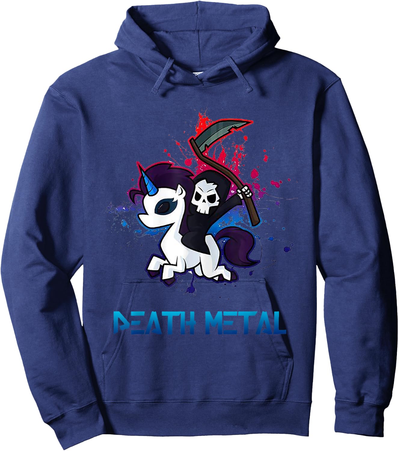 Death Metal Death Riding Unicorn Hoodie - Hoodie | Navy