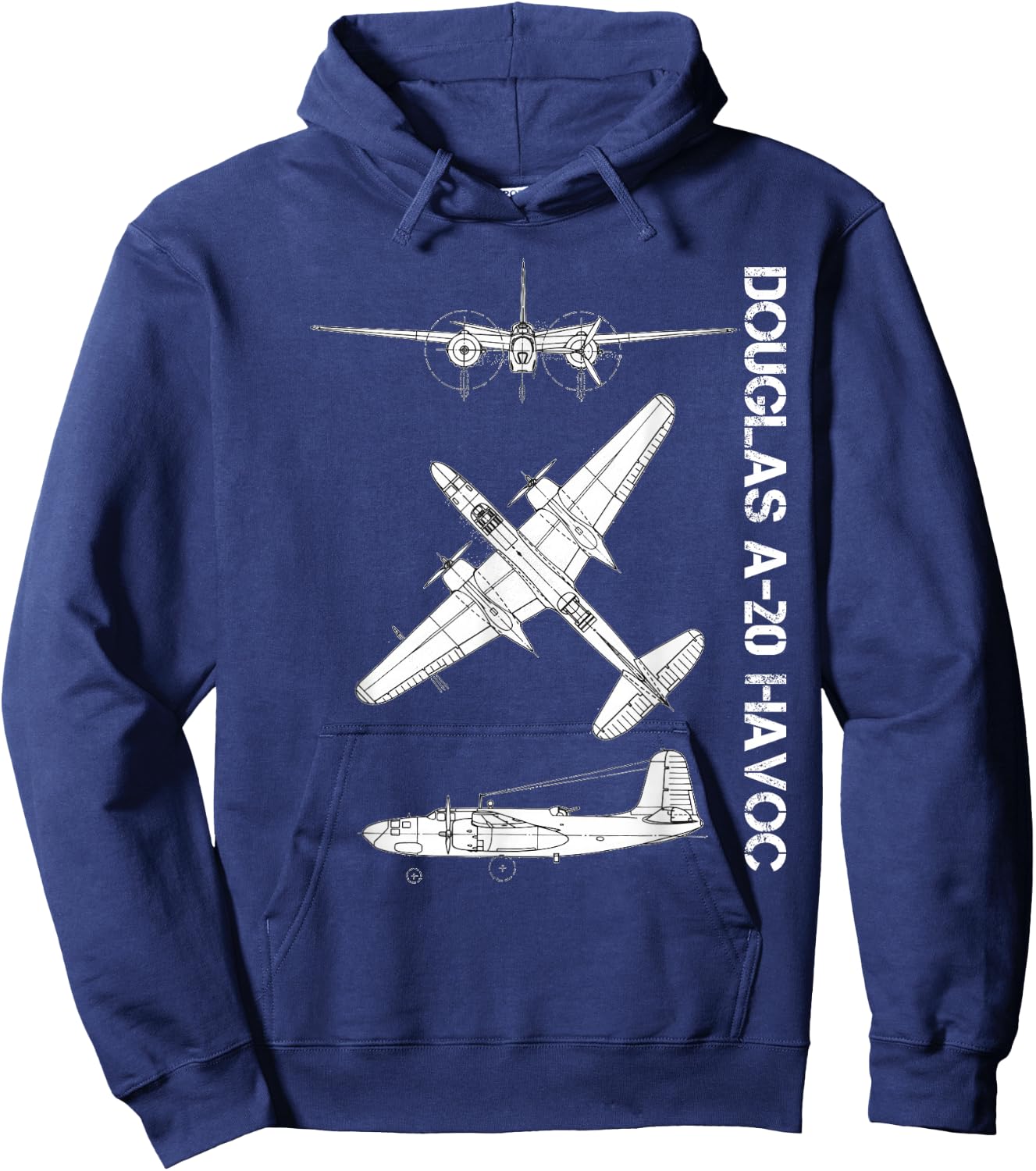 Douglas A-20 Havoc Bomber Airplane WW2 Aircraft Hoodie - Hoodie | Navy