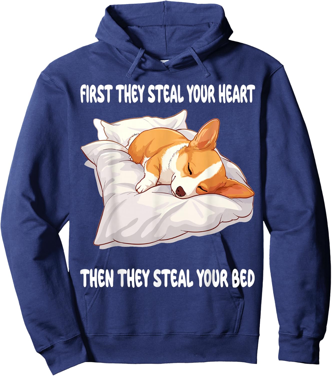 Welsh Corgi Pembroke Sleeping Pajamas Nightgown Hoodie - Hoodie | Navy
