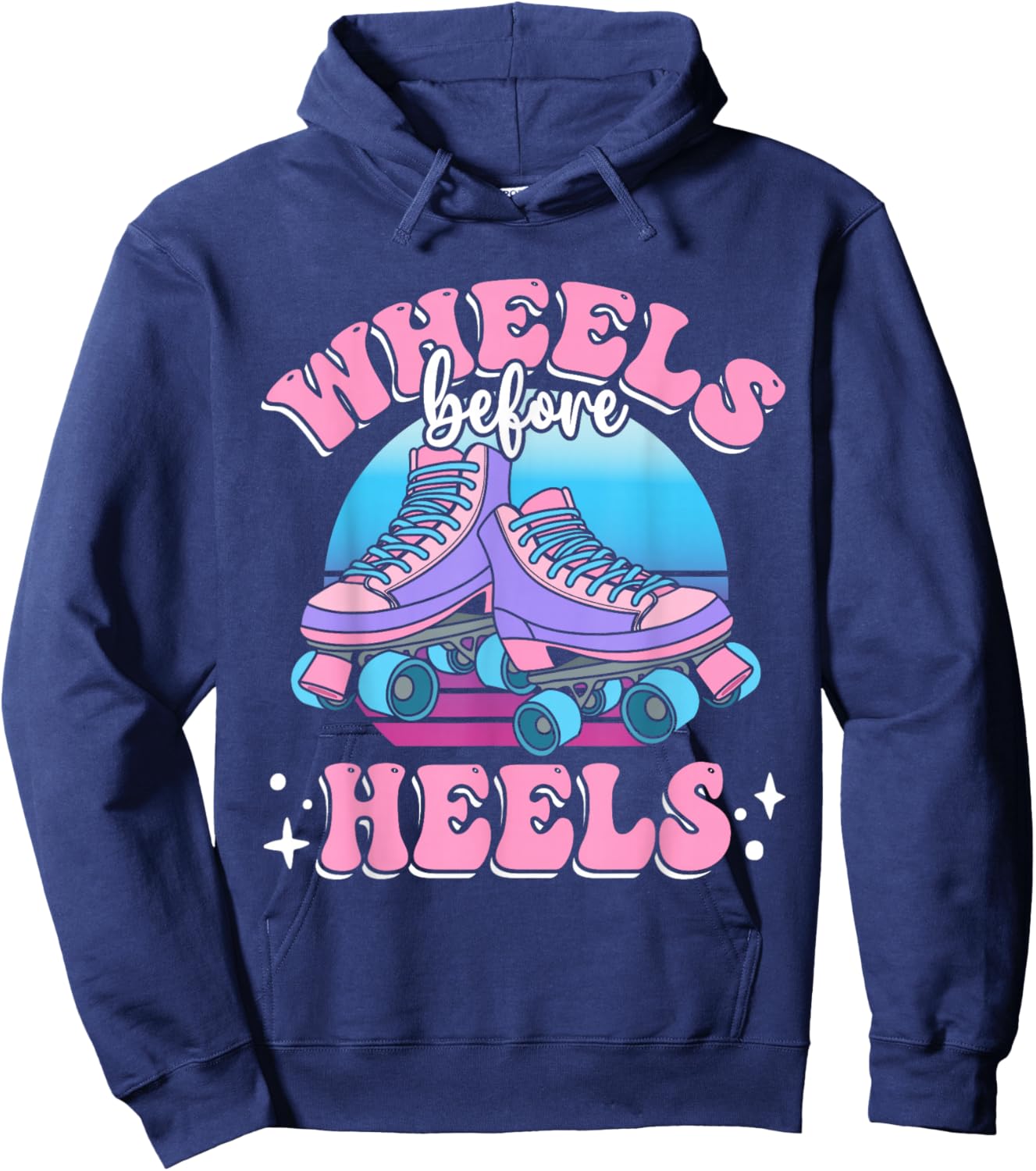 Roller Skating | Kids | Wheels Before Heels Hoodie - Hoodie | Navy