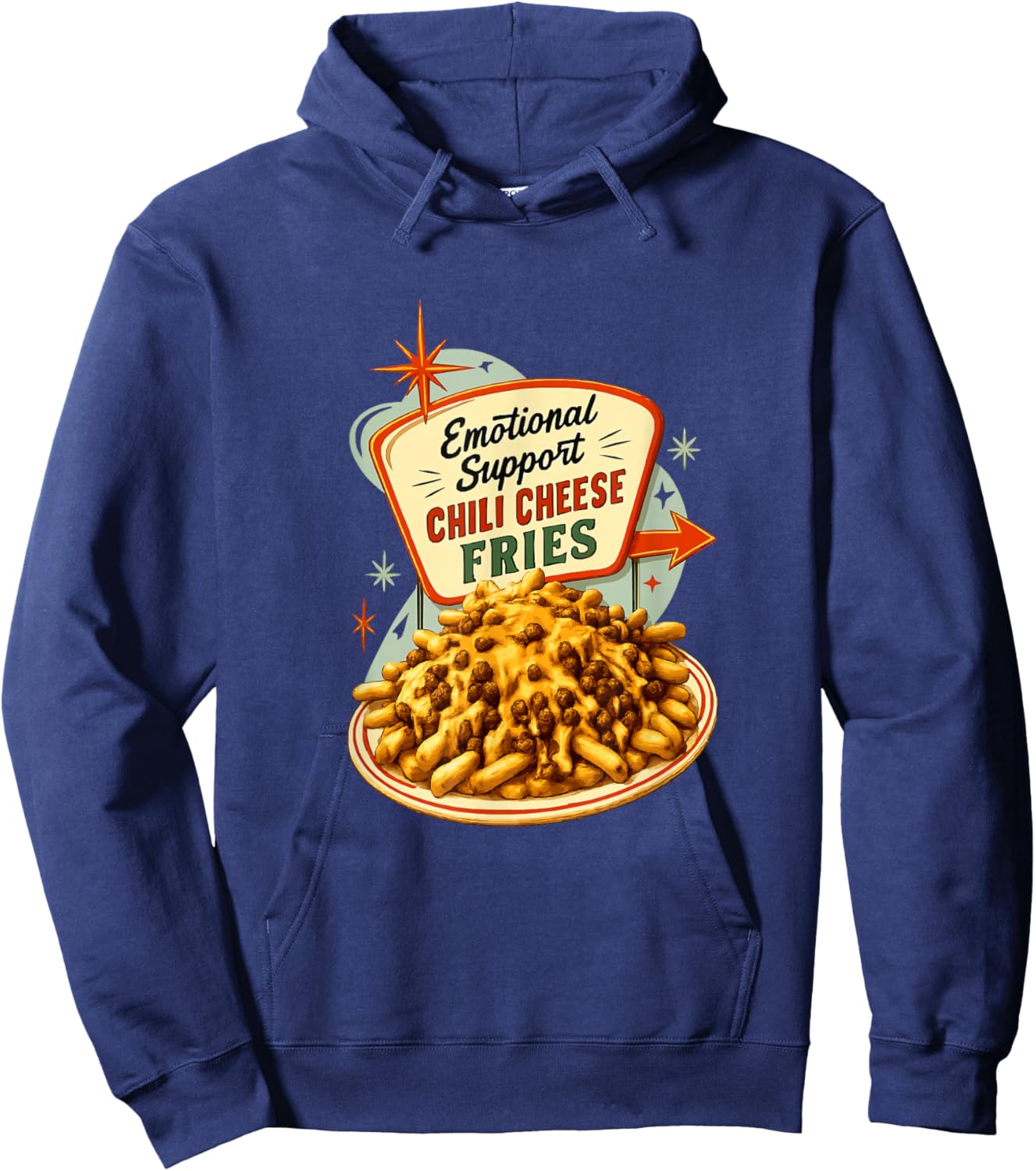 Emotional Support Chili Cheese Fries Hoodie - Hoodie | Navy