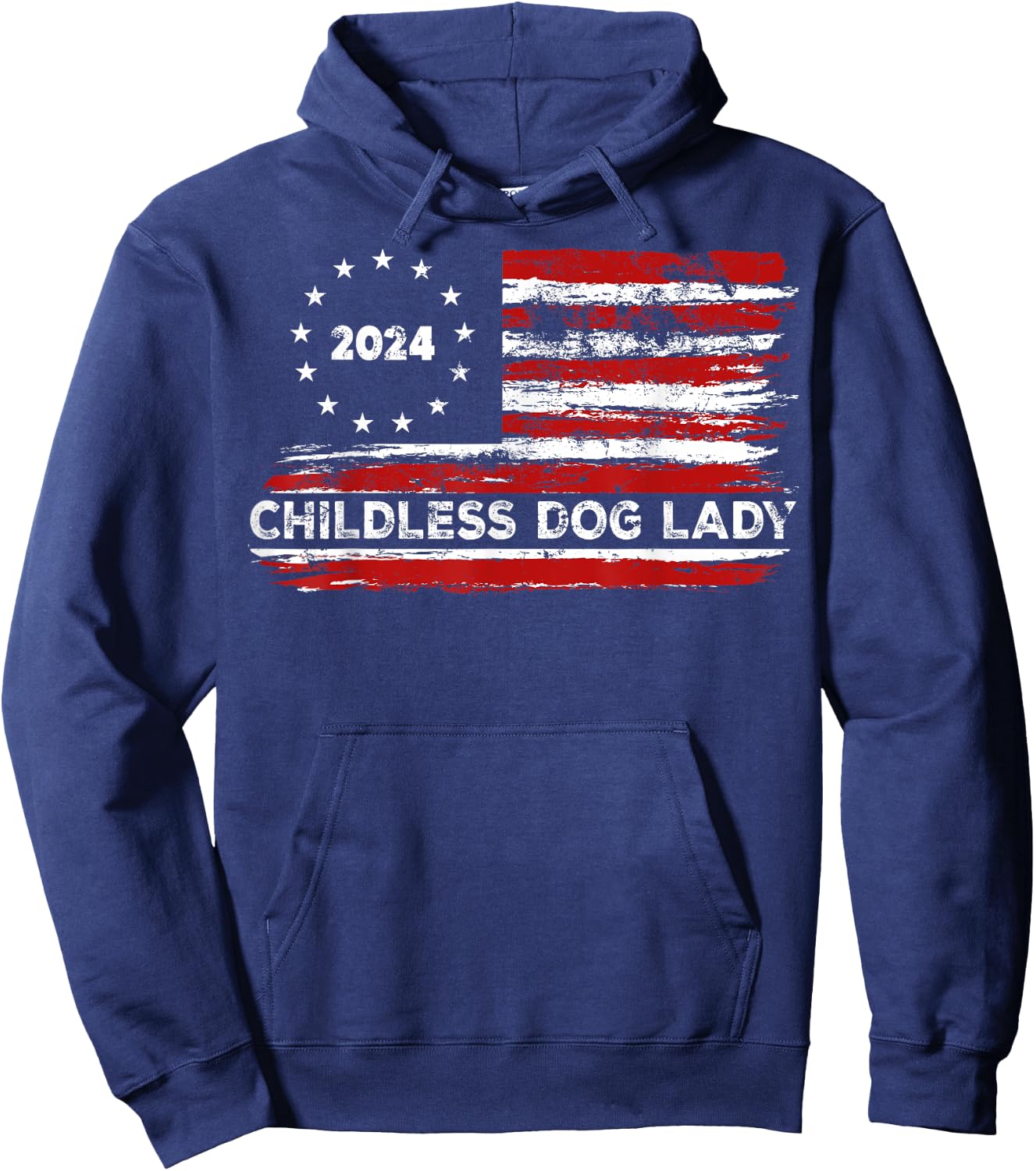 Childless Dog Lady US flag Vintage 2024 Hoodie - Hoodie | Navy