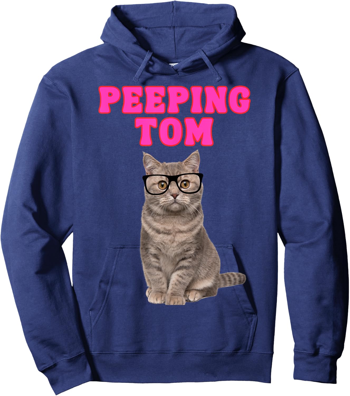 Peeping Tom Cat with Spectacles Hoodie - Hoodie | Navy