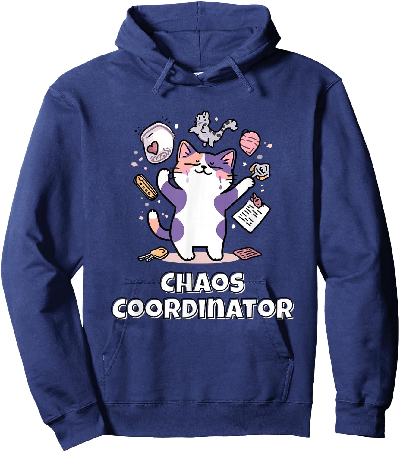 Chaos Coordinator Calico Cat Hoodie - Hoodie | Navy