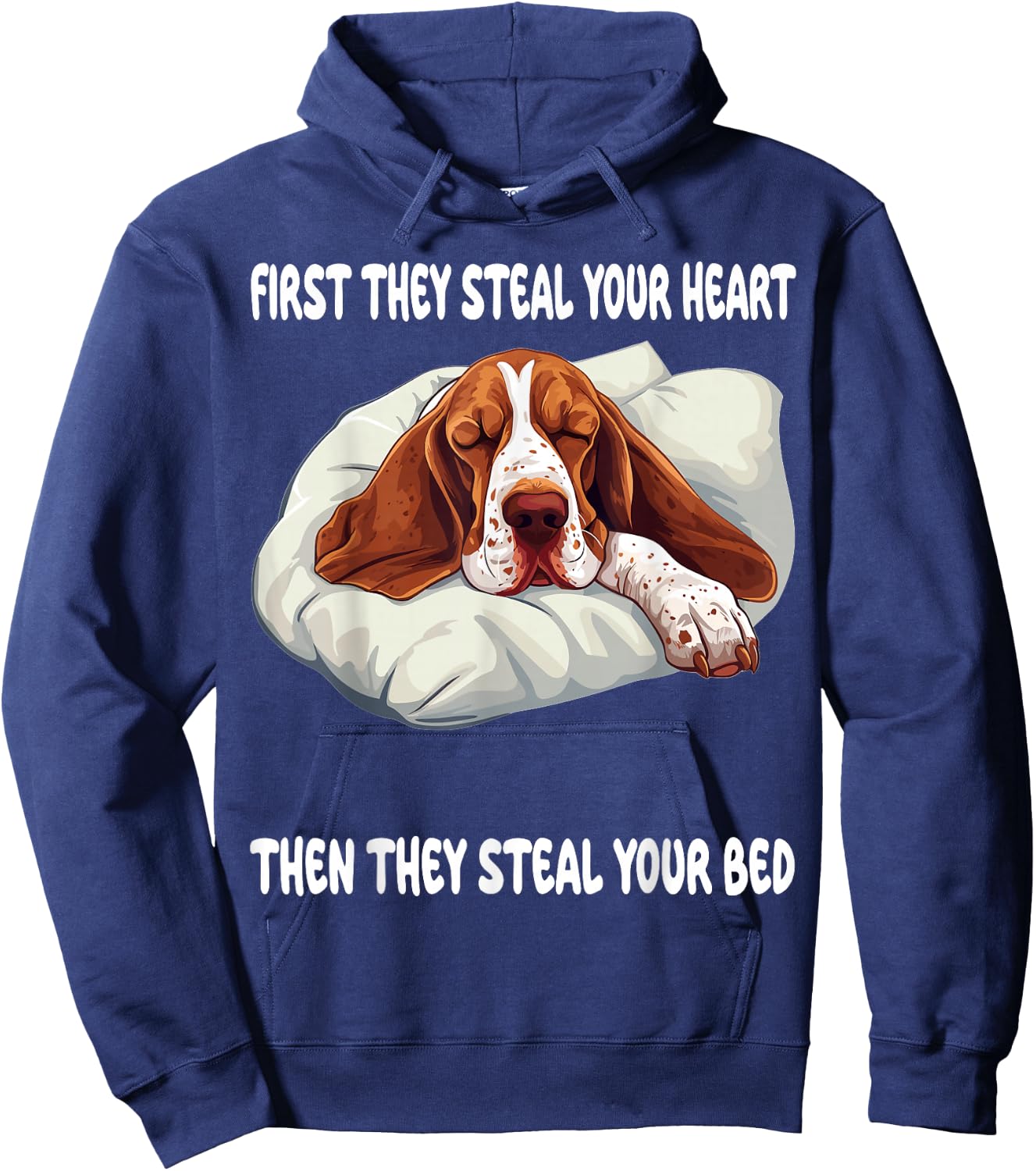 Basset Hound Sleeping Pajamas Nightgown Hoodie - Hoodie | Navy