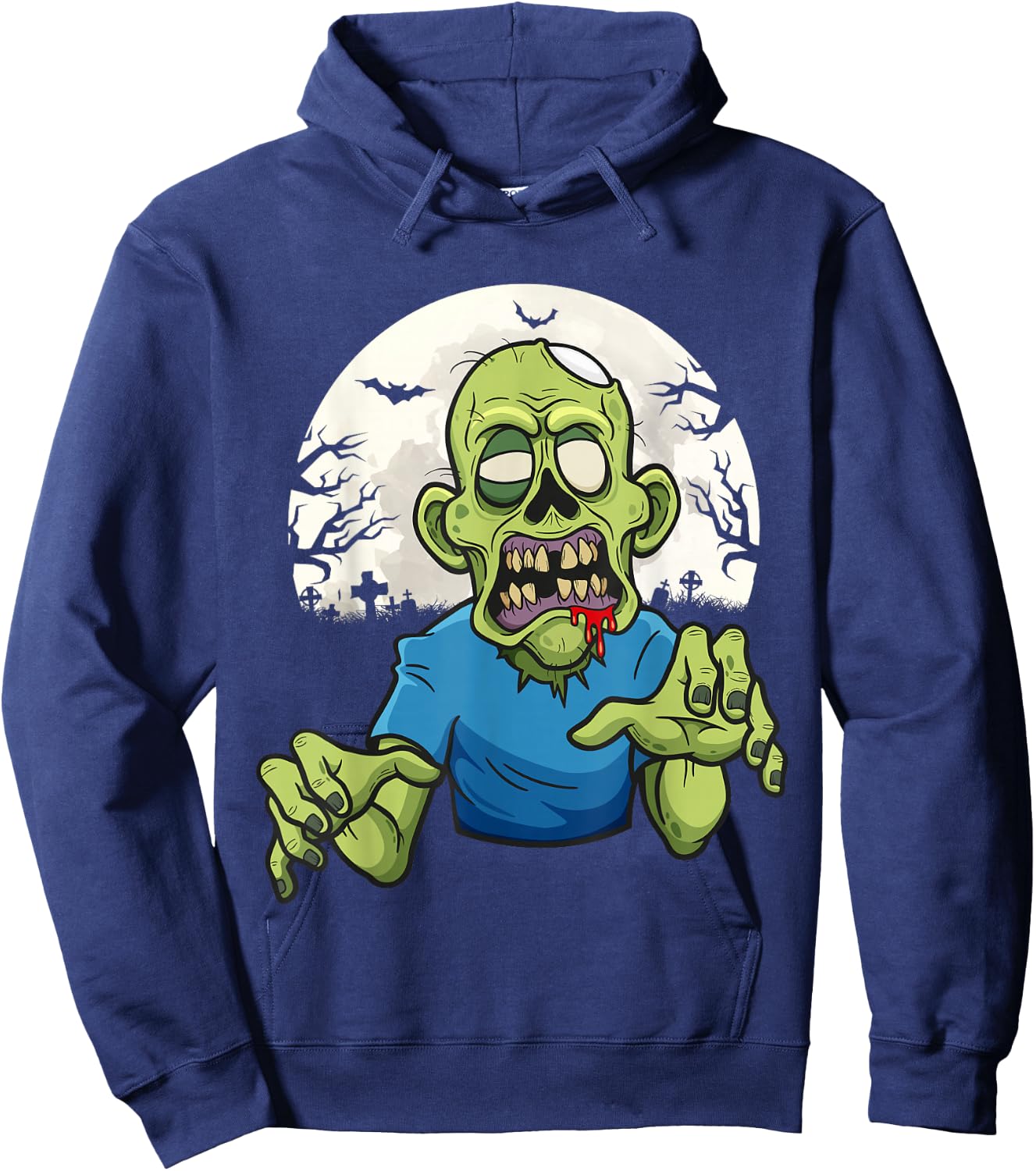 Scary Zombie Halloween Boys Kids Face Zombie Hoodie - Hoodie | Navy