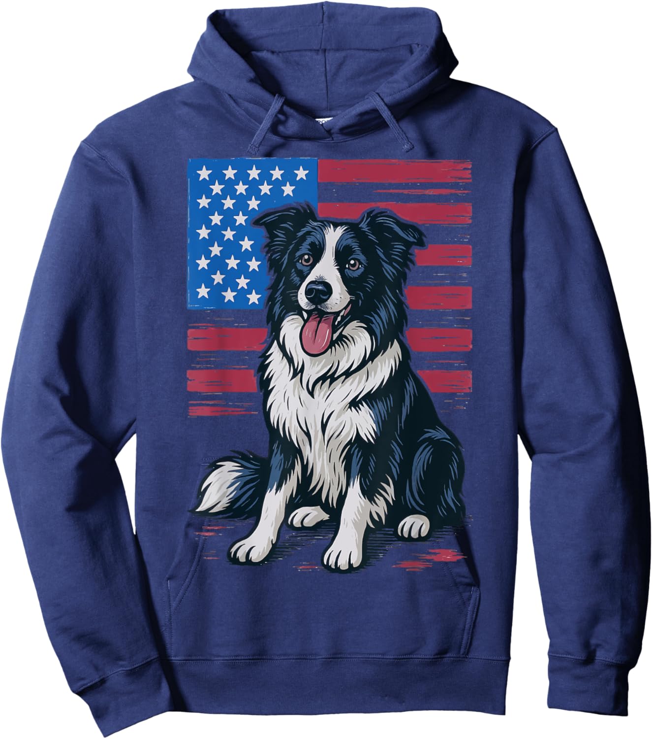 Border Collie USA Flag Hoodie - Hoodie | Navy