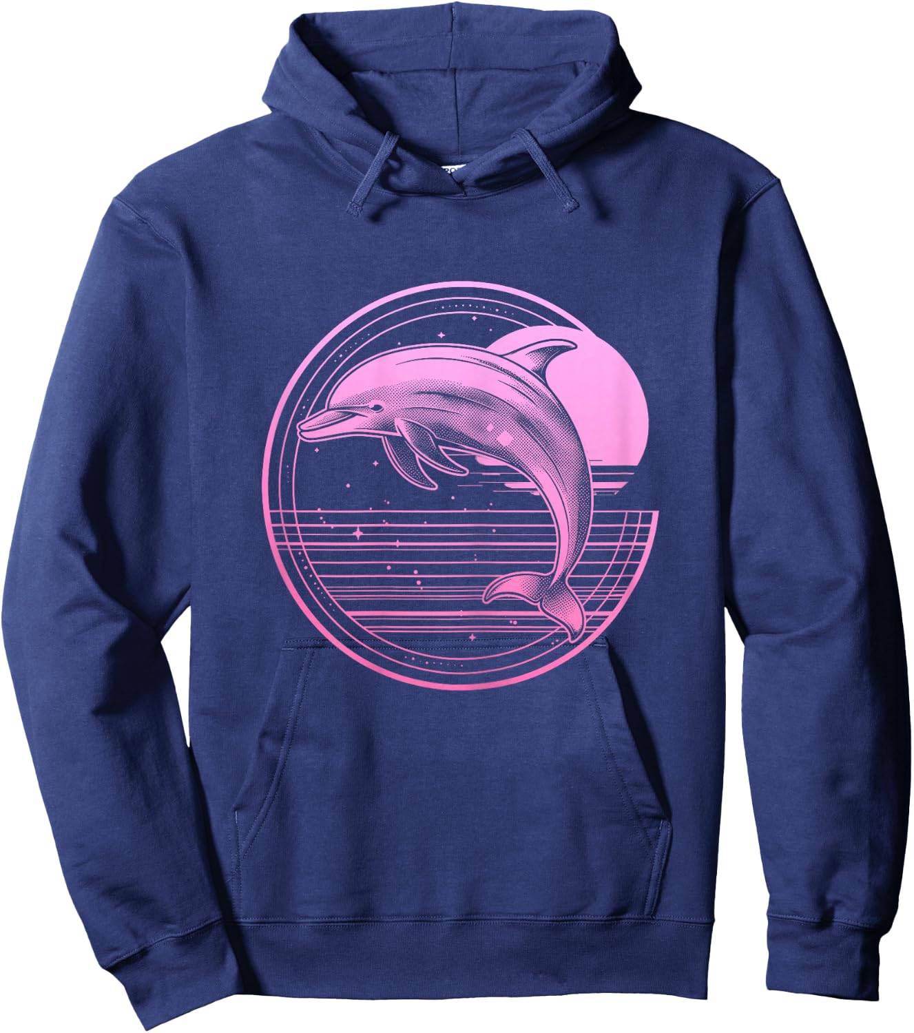 Dolphin Lover Vintage Retro Pink Hoodie - Hoodie | Navy