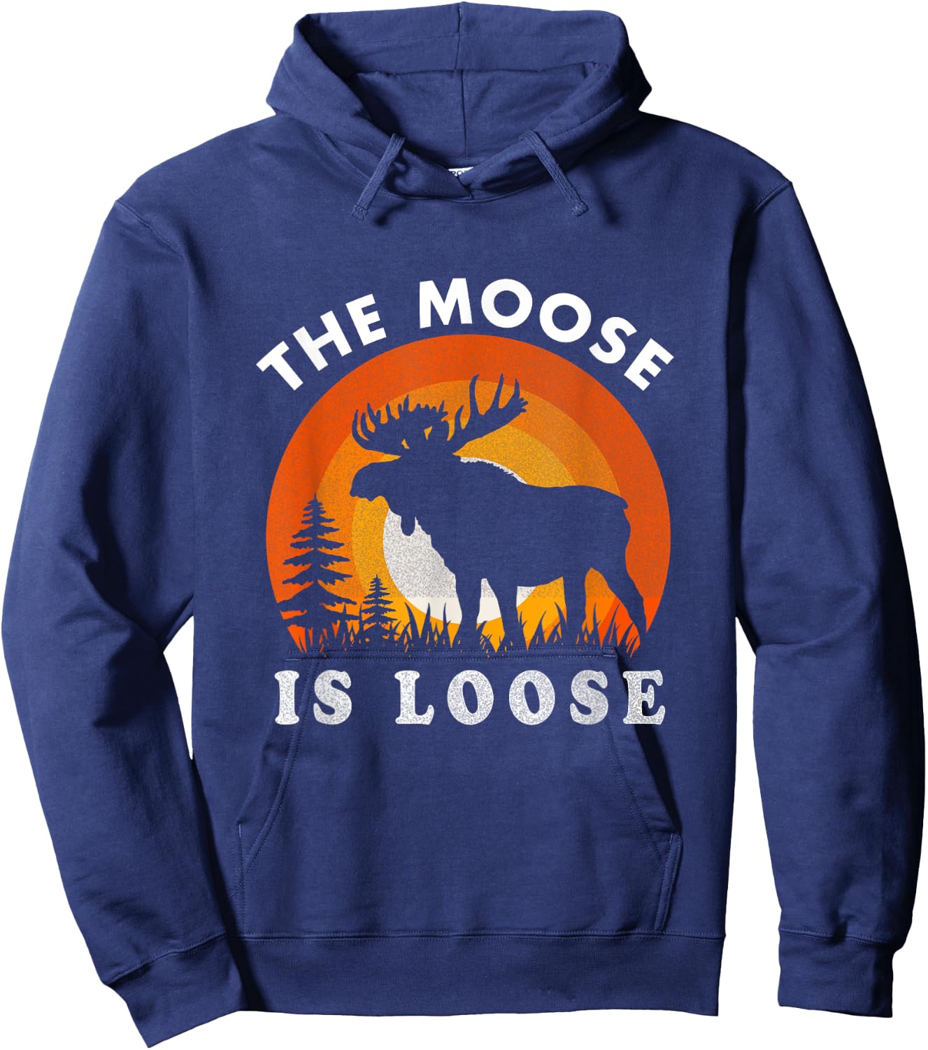 Retro Vintage Moose Is Loose Funny Moose Lover Hoodie - Hoodie | Navy