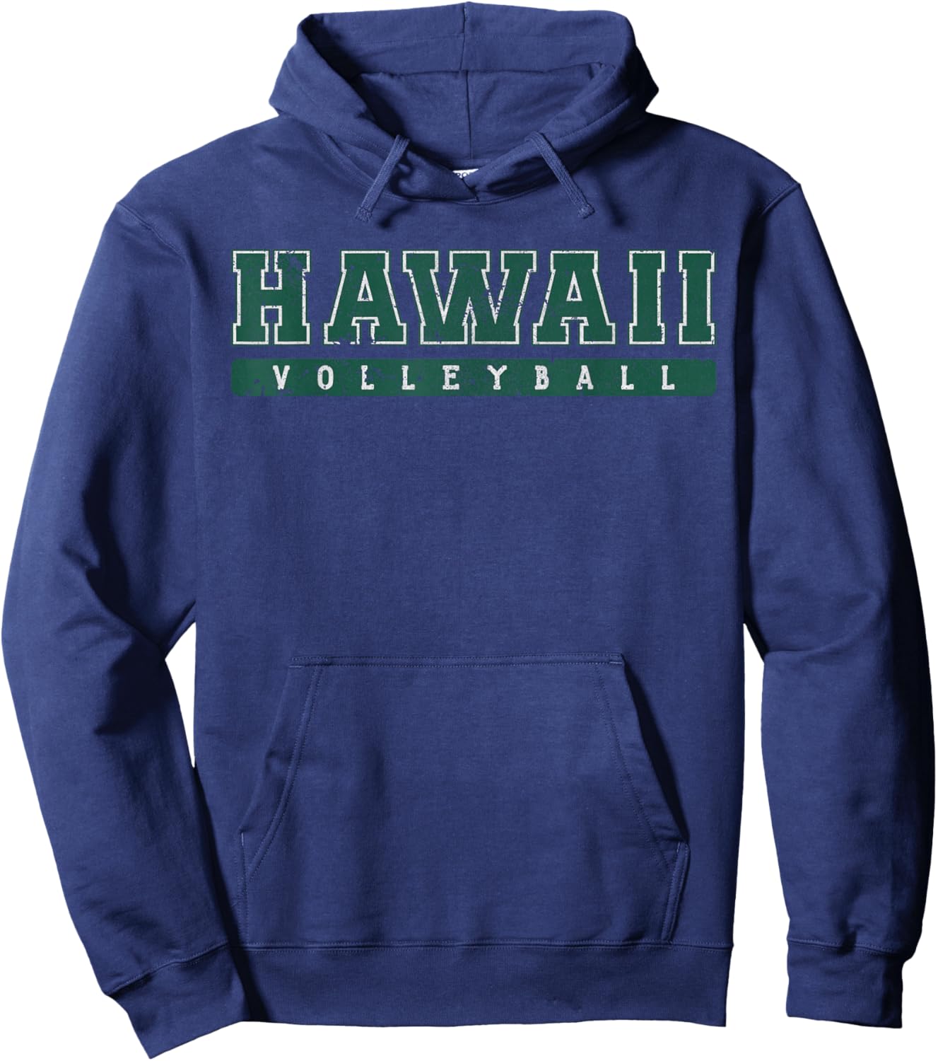 Hawaii Volleyball Green Vintage Text Hoodie - Hoodie | Navy