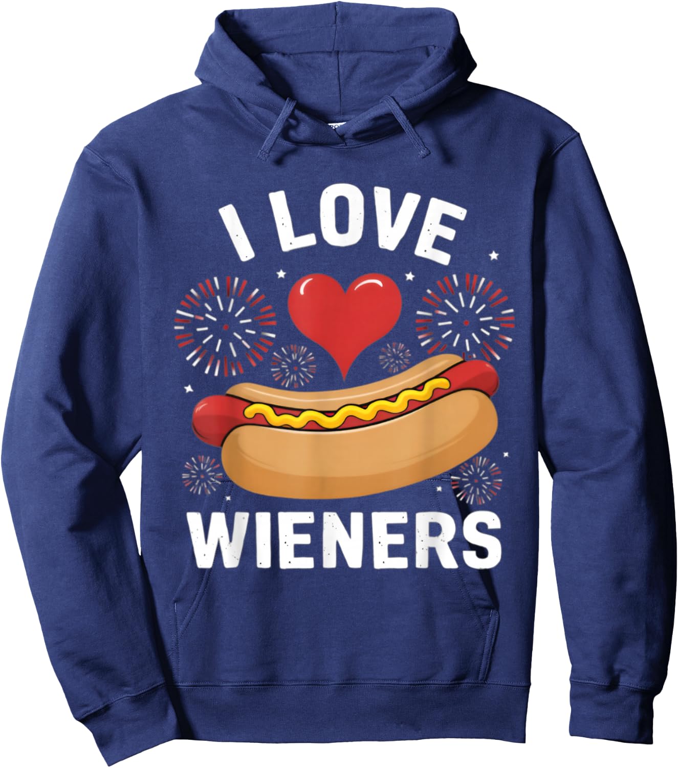 I Love Wieners Funny Fourth of July Hot Dog Hoodie - Hoodie | Navy