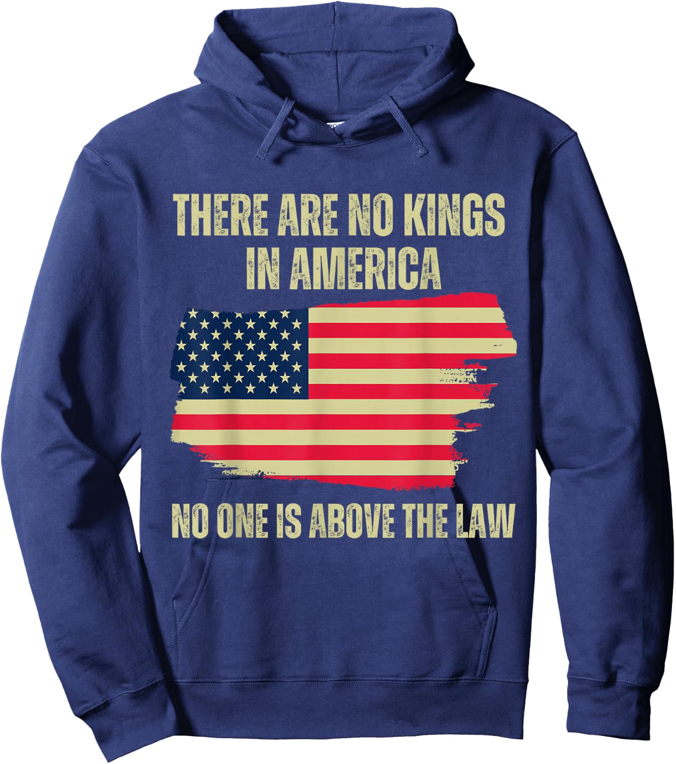 There are no kings in America, 2024 US flag Hoodie - Hoodie | Navy