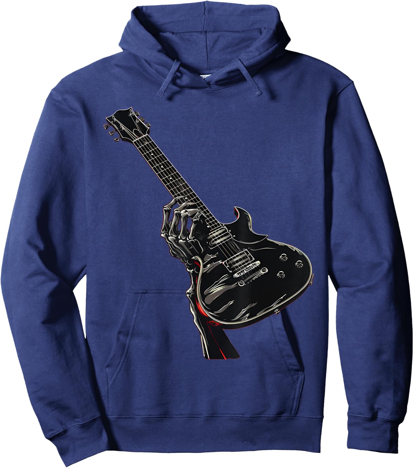 Skeleton Hand Shows Rock Music Guitar Hoodie - Hoodie | Navy