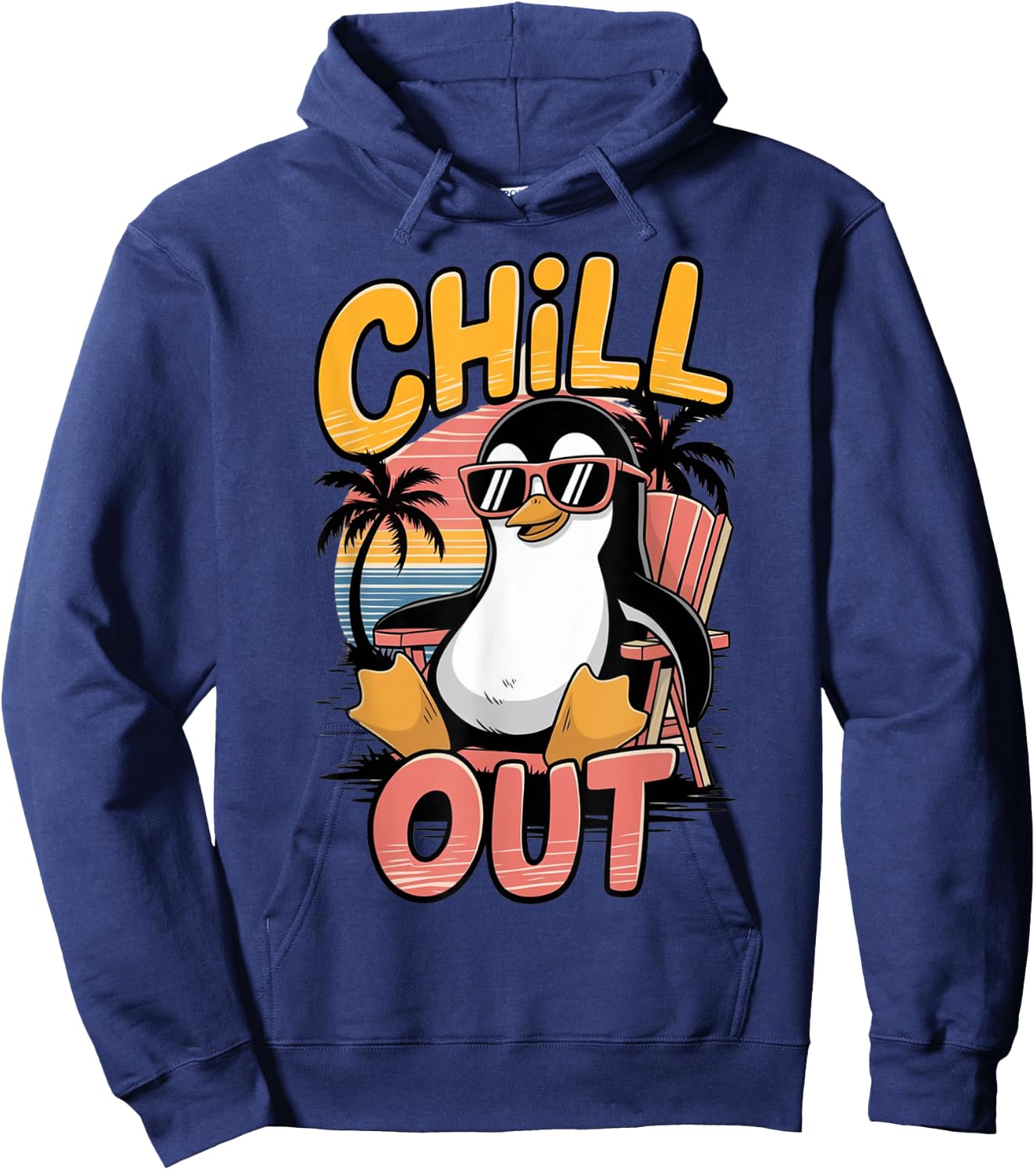 Chill Out Penguin Hoodie - Hoodie | Navy