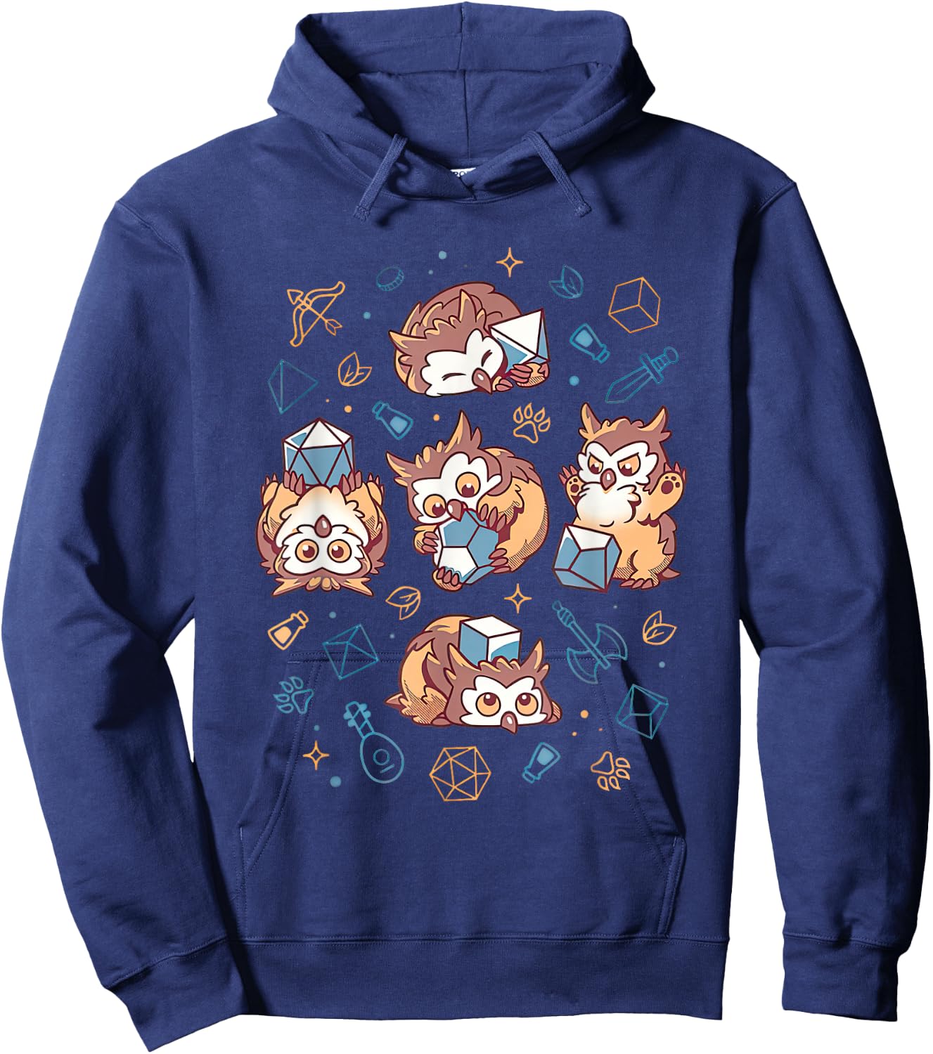 Cute Owl Beast Dice Funny Women Hoodie - Hoodie | Navy