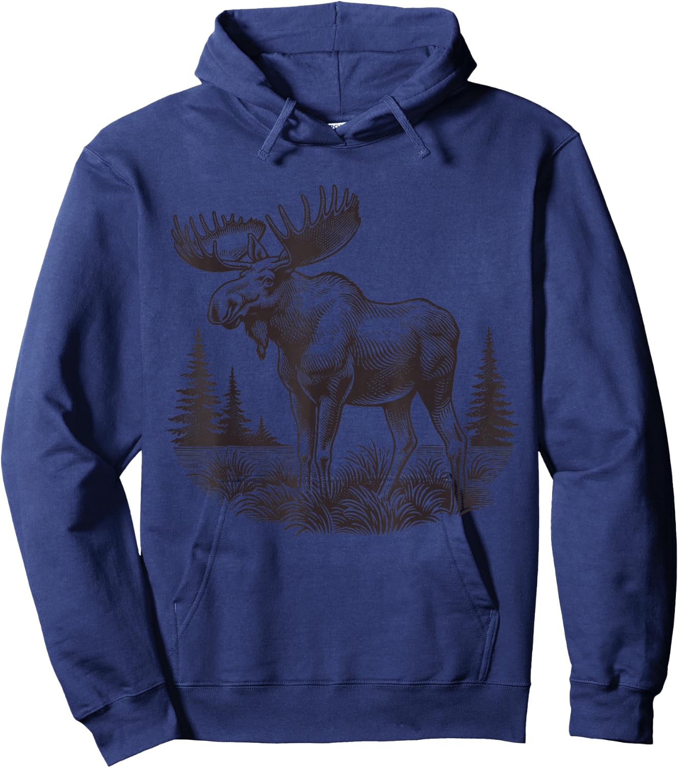 Moose Animal Vintage Moose Hoodie - Hoodie | Navy