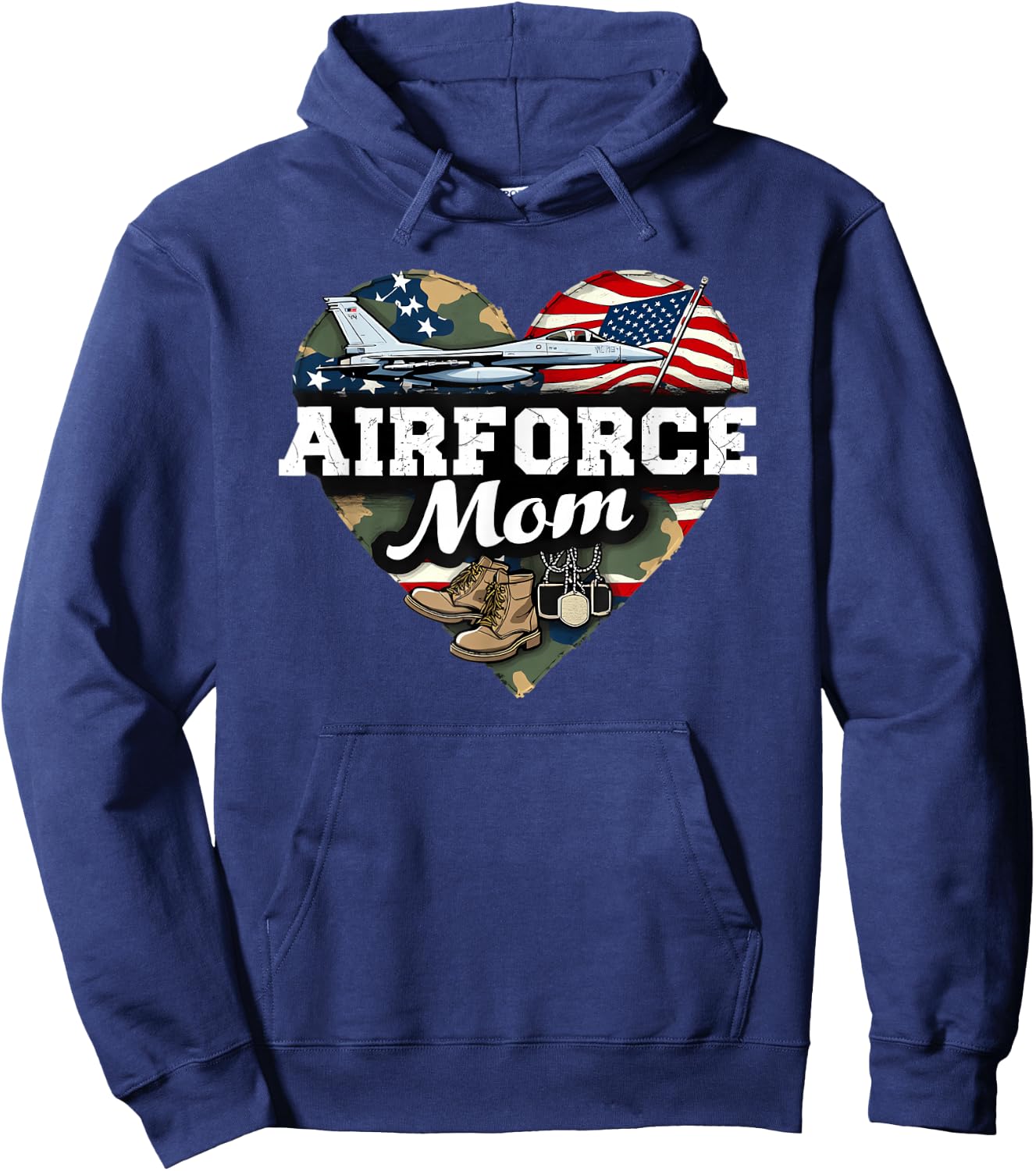 Air Force Mom Patriotic American Flag Hoodie - Hoodie | Navy