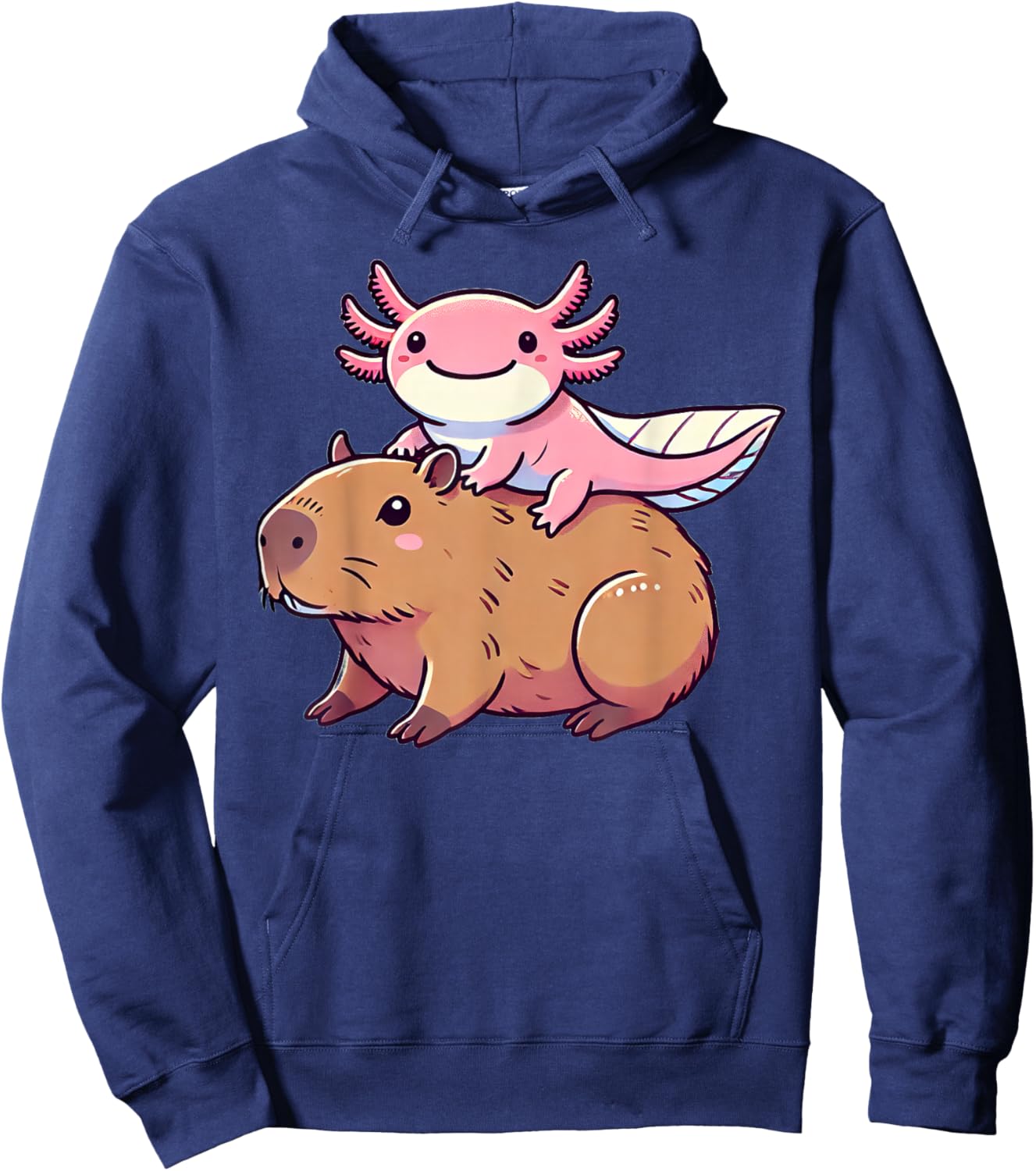 Kawaii Axolotl Capybara Hoodie - Hoodie | Navy