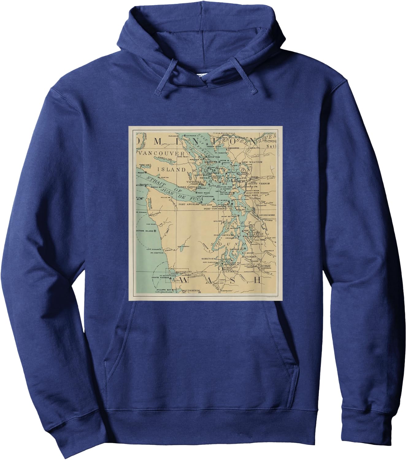 Puget Sound Lighthouse Map Hoodie - Hoodie | Navy