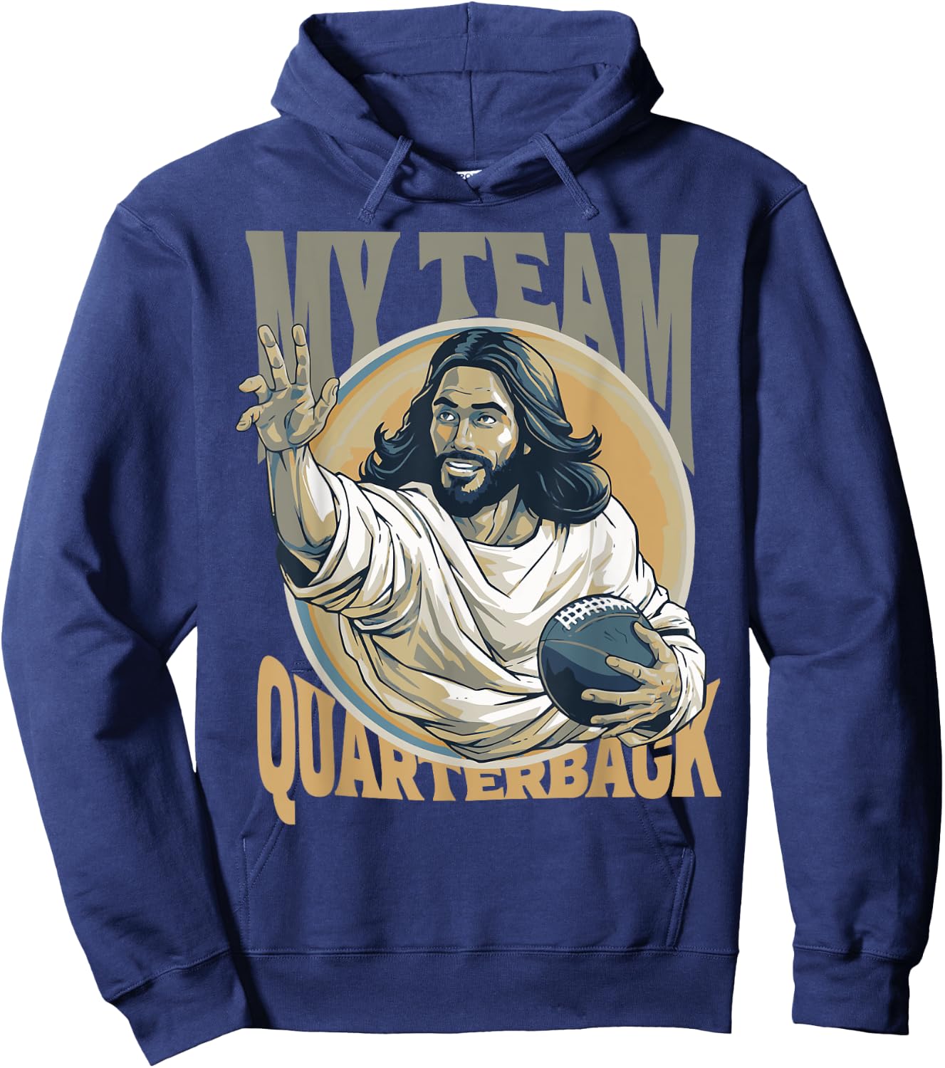 Jesus My Team Quarterback Christian Football Hoodie - Hoodie | Navy