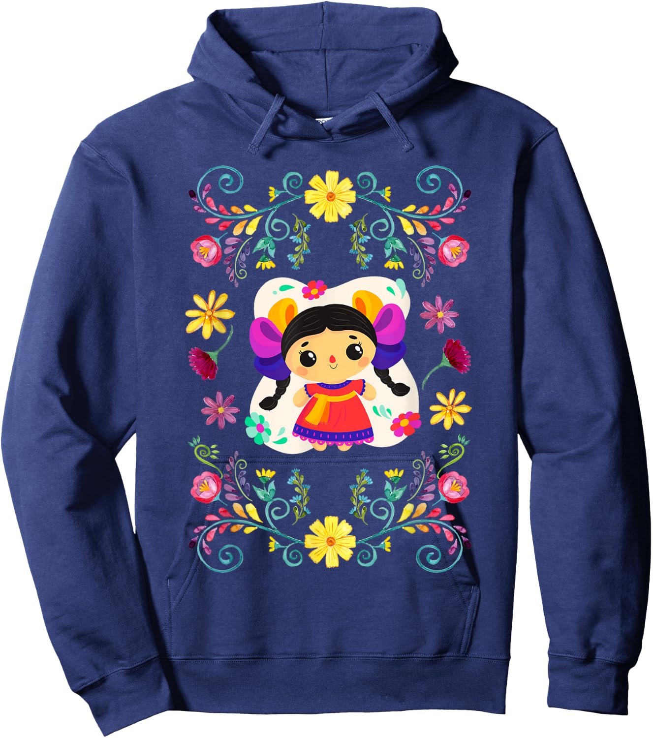 Traditional Mexican Doll - Muñeca Lele Hoodie - Hoodie | Navy
