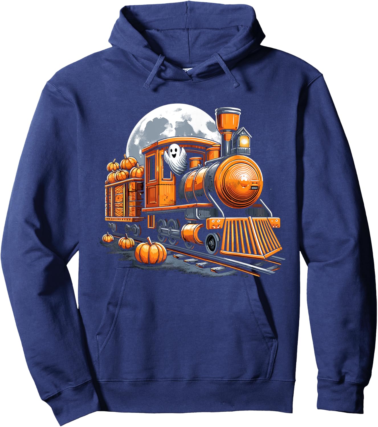 Halloween Train Funny Ghost Pumpkin For Kids Hoodie - Hoodie | Navy