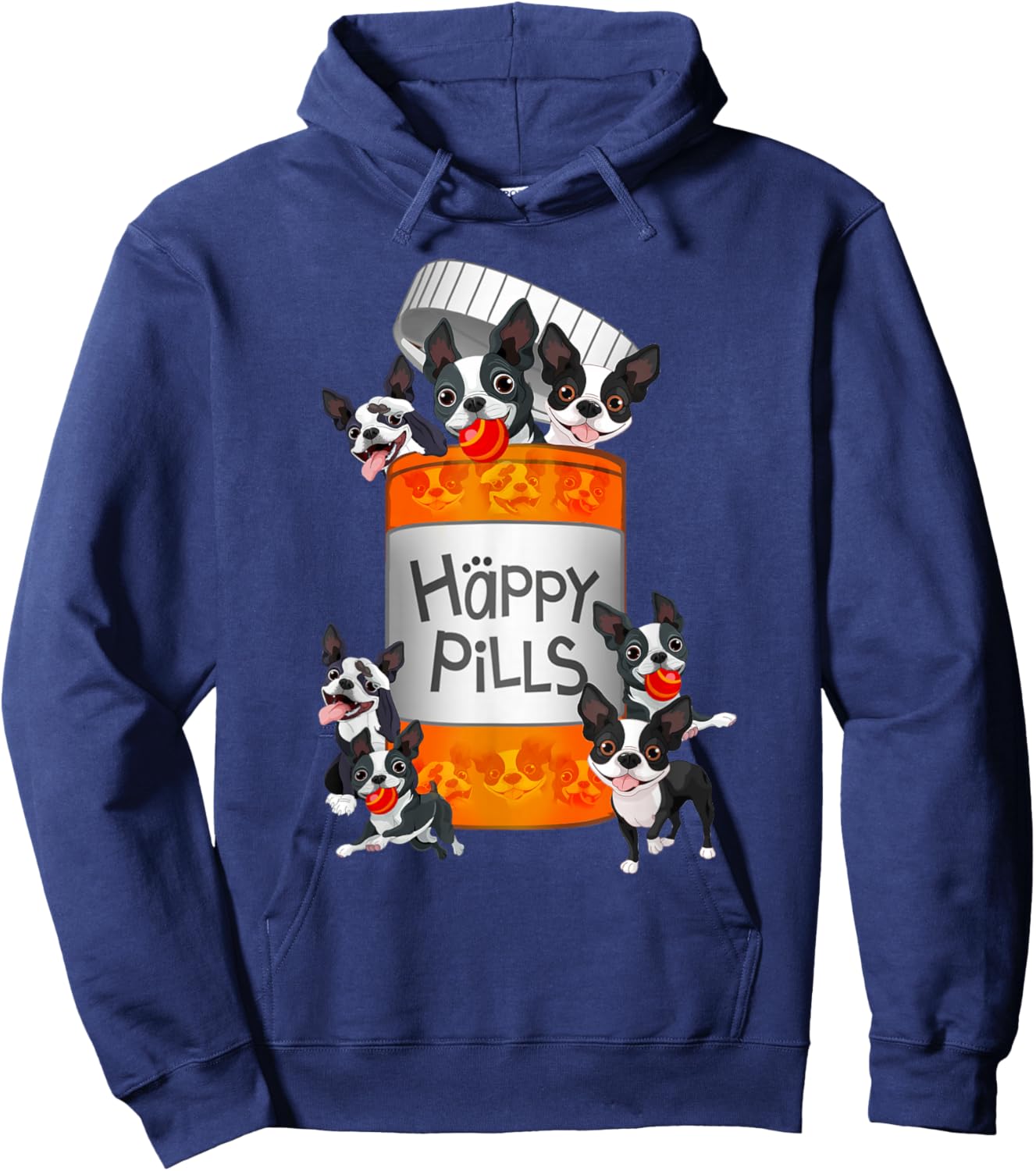 Boston Terrier Happy Pills Hoodie - Hoodie | Navy
