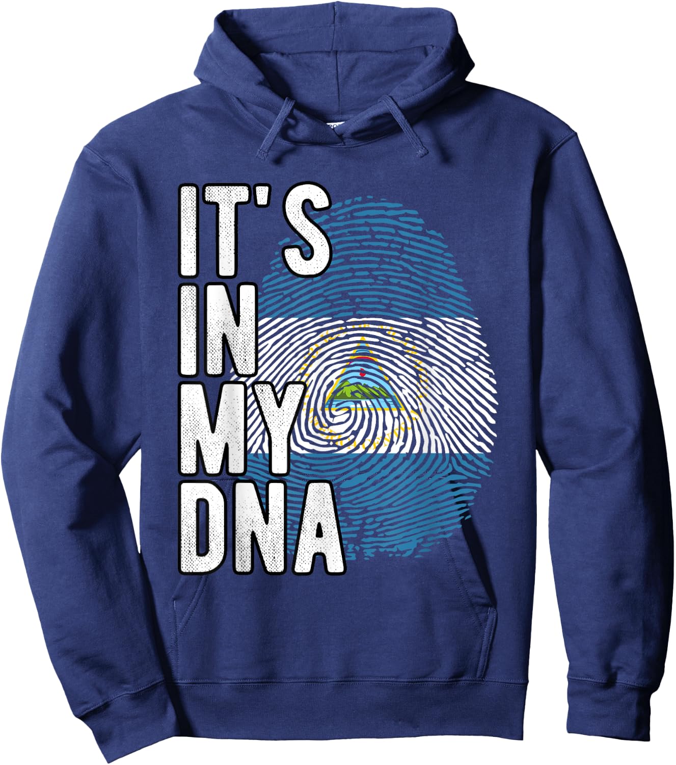 Funny it's in my DNA Nicaragua flag Fingerprint Hoodie - Hoodie | Navy