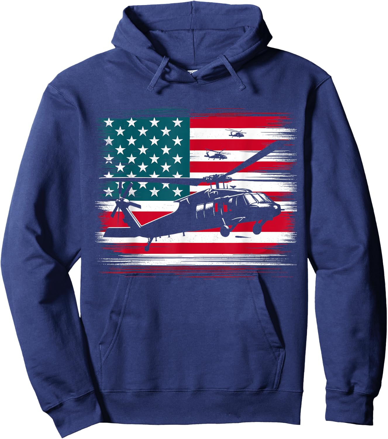 Helicopter USA Vintage Flag American Patriotic Hoodie - Hoodie | Navy